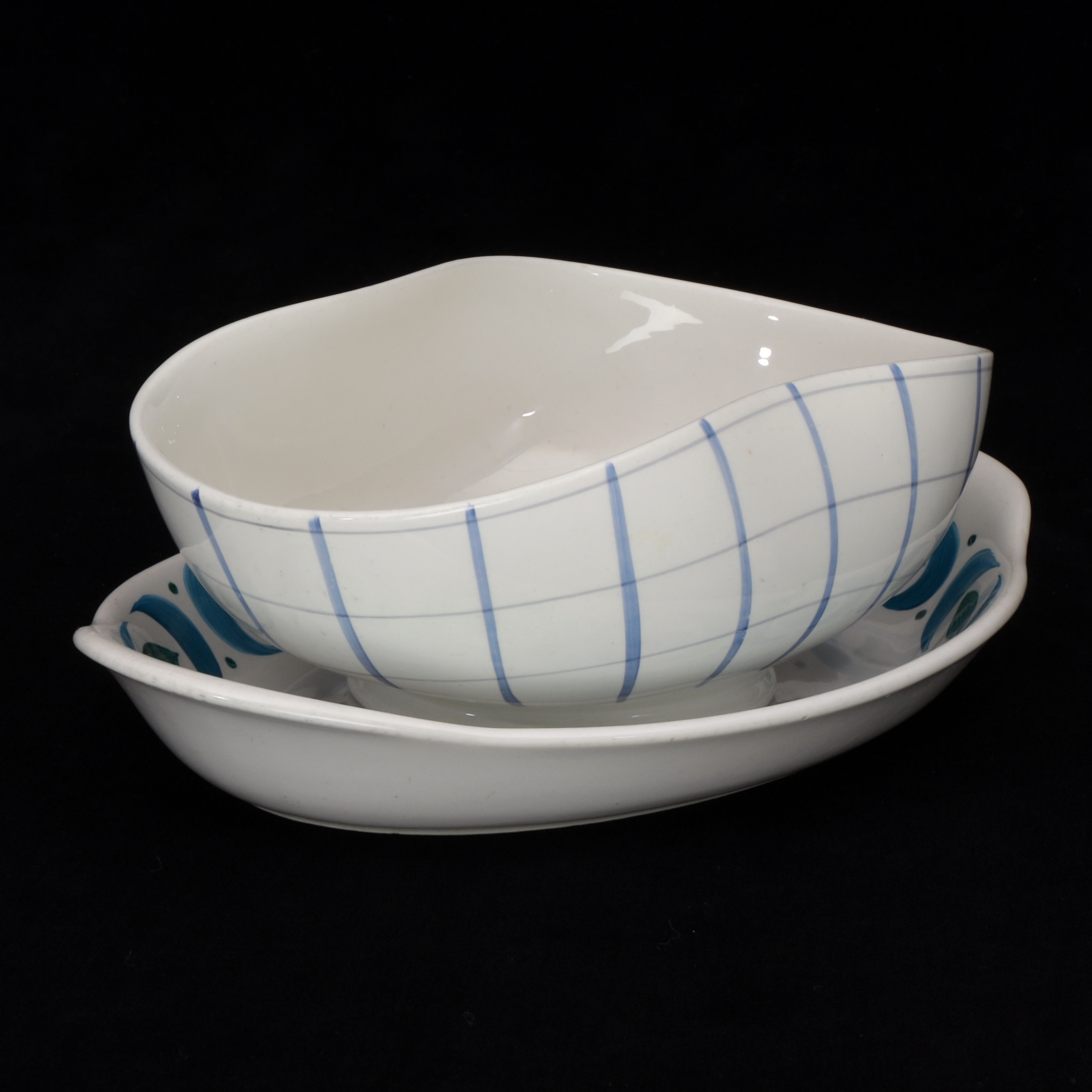 FAT samt SKÅL, porslin, "Spaljé", "Blå Båge", Gustavsberg.