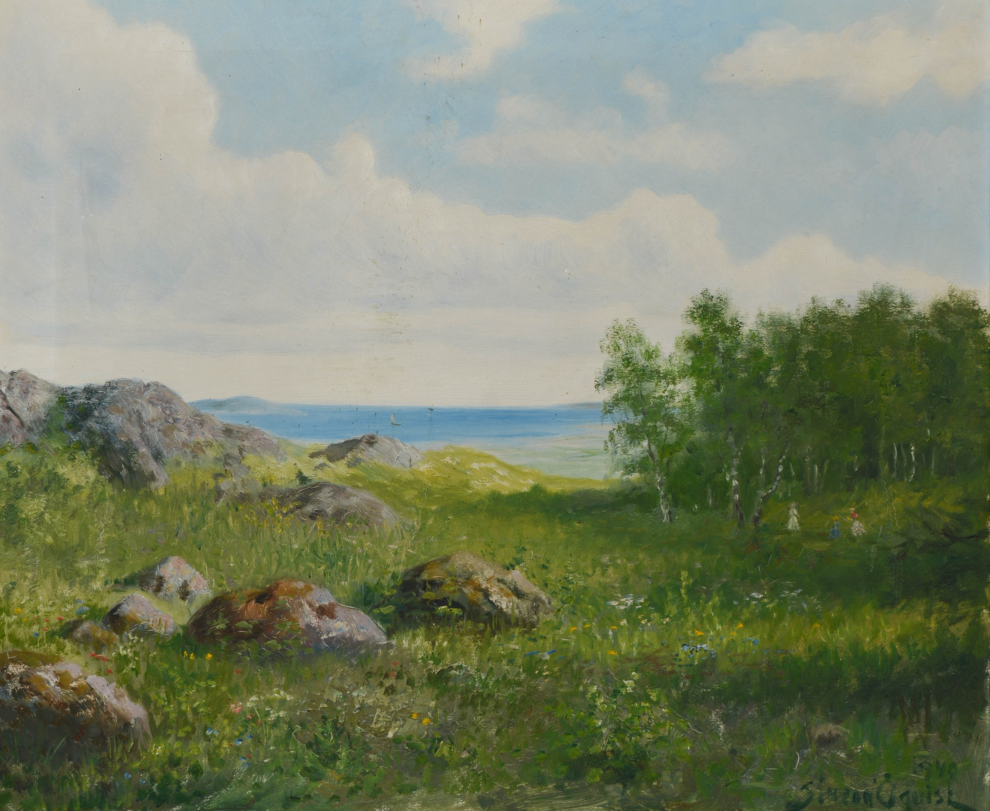 SIMEON ÖQUIST. Landskapsmålning, olja på duk, signerad samt daterad 1949.