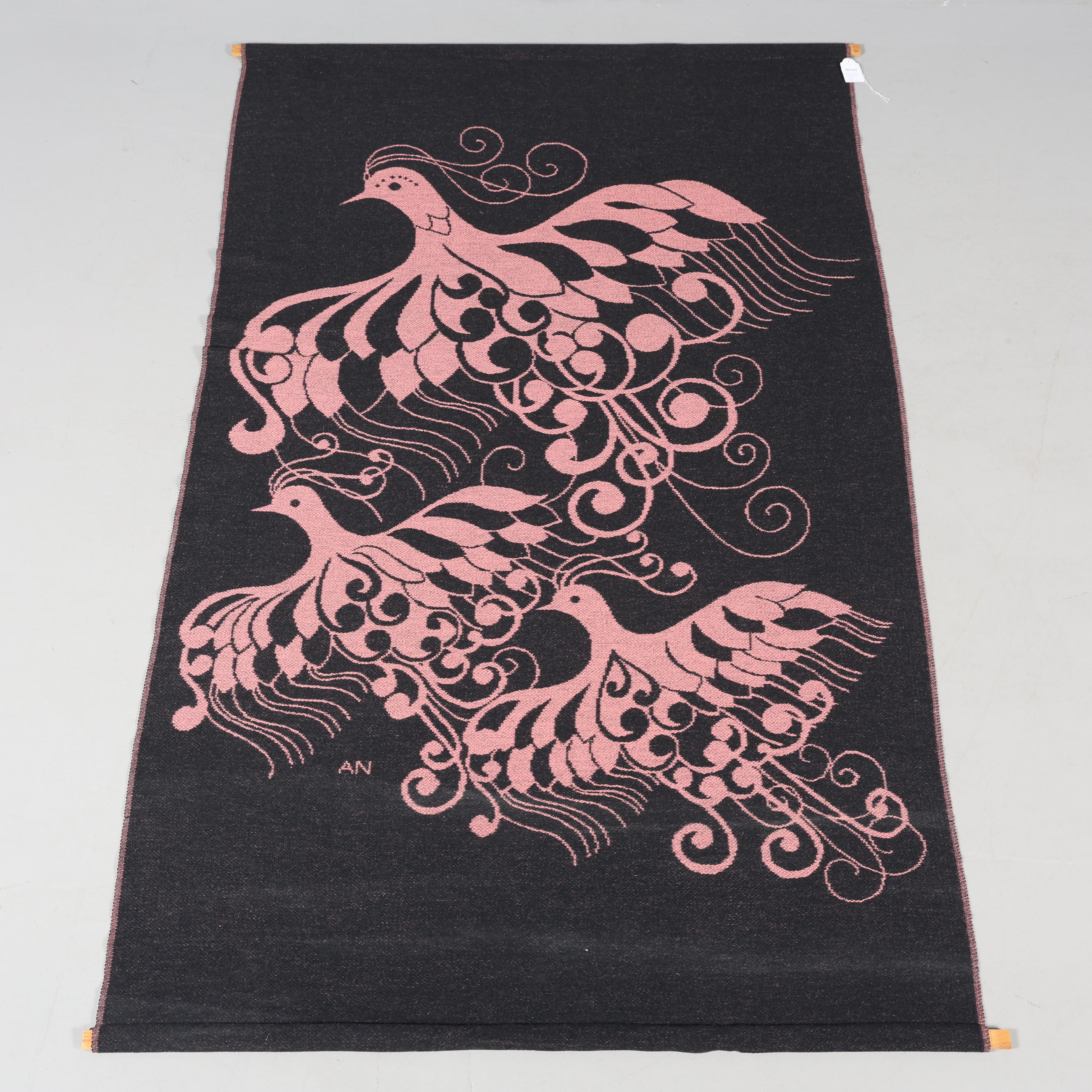 ANNE NÖMTAK. VÄGGBONAD/VEPA, ull, "Fåglar", monogramsignerad AN.