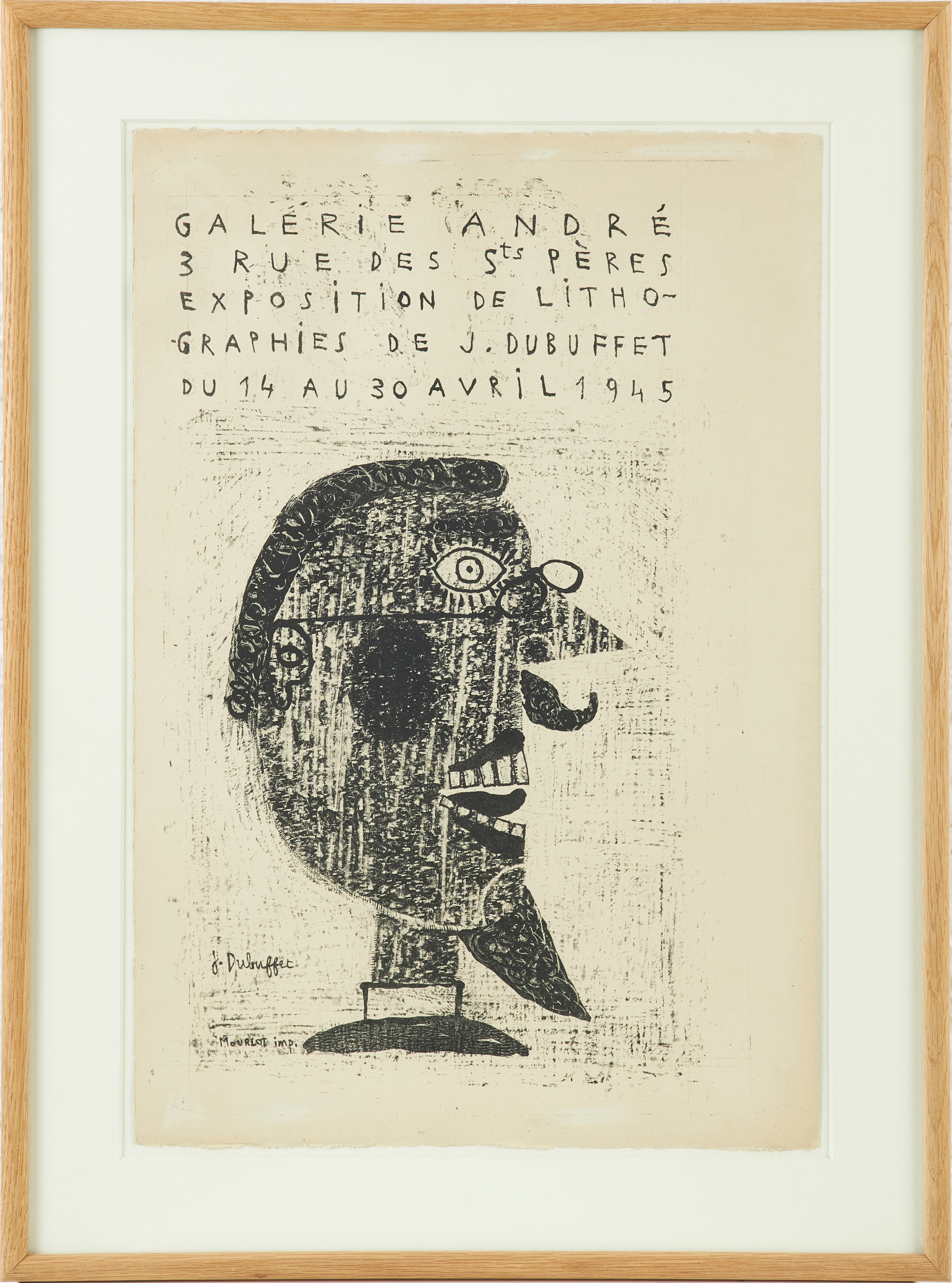 JEAN DUBUFFET. "Galerie André - Exposition de lithographies de J. Dubuffet".