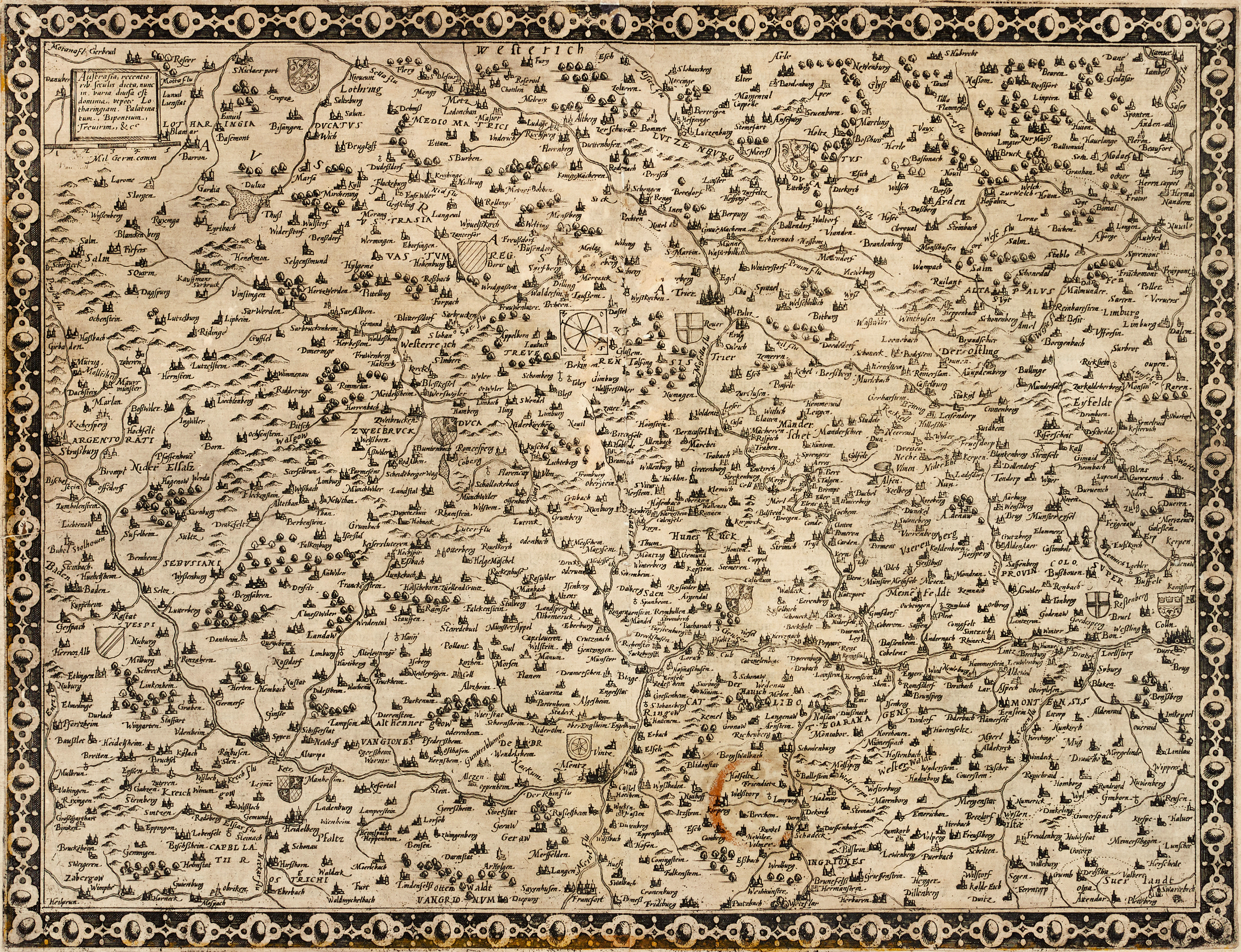 DE JODE, Tractus Rheni (Tabula II), ca 1578.
