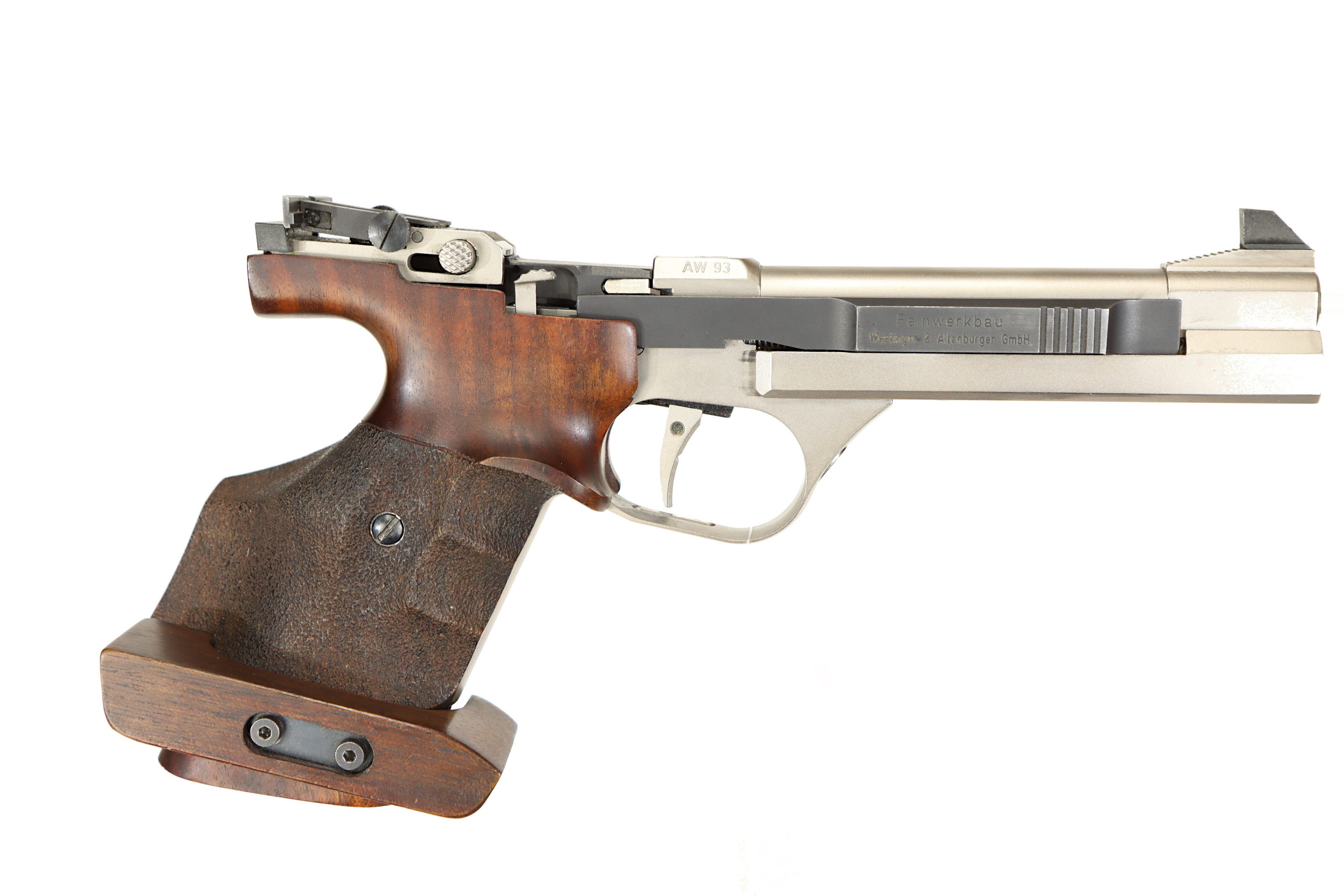 PISTOL, fabrikat Feinwerkbau, modell AW93, kaliber .22lr, tillv.nr 4614, se-nr SE2127396.