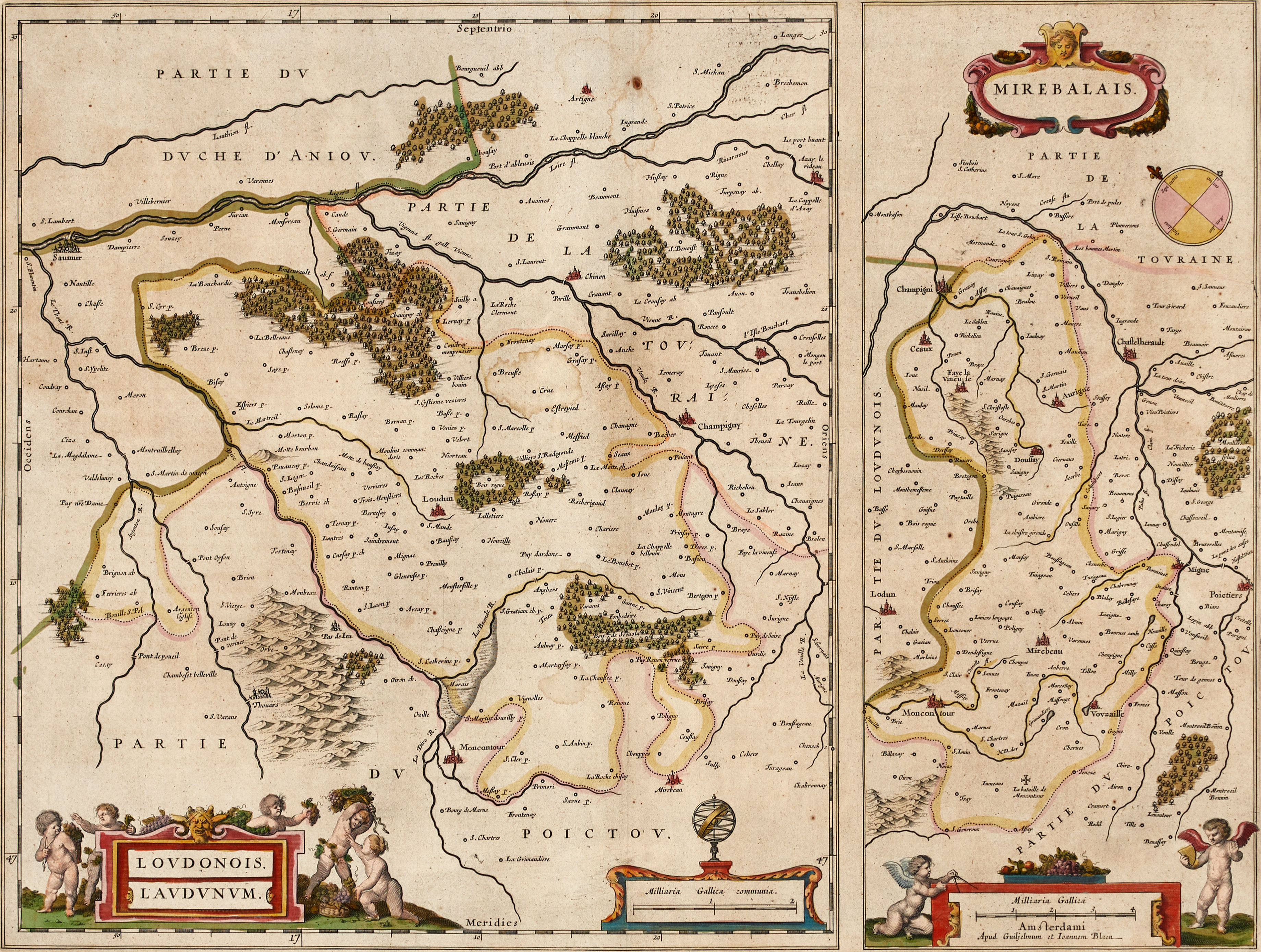 BLAEU, Loudonois, Mirebalais, ca 1650-60.