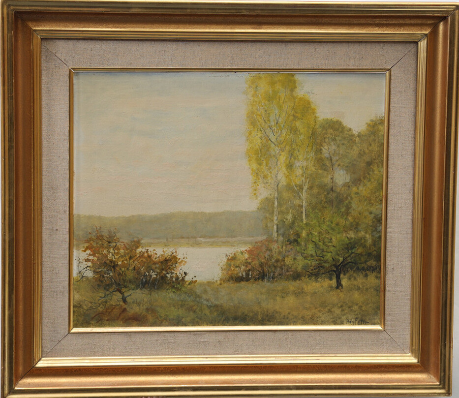 ROBERT HÖGFELDT. Landskap, oljemålning på pannå.