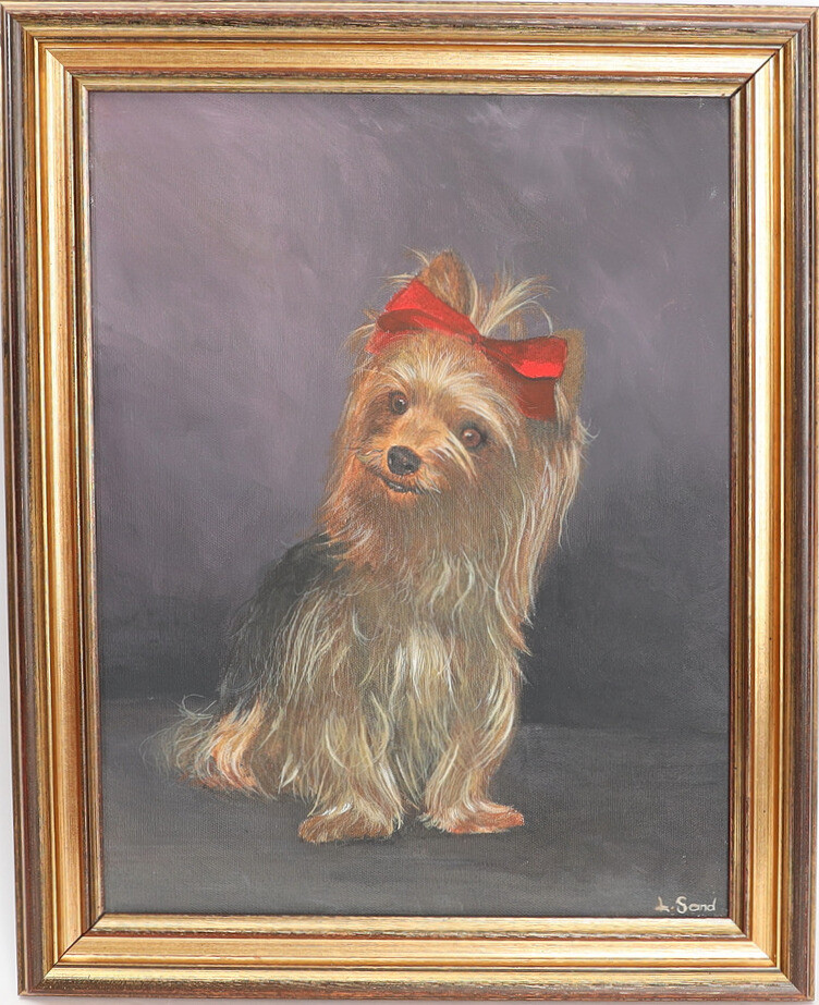 LENNART SAND. Motiv med hund, olja på duk. Signerad.