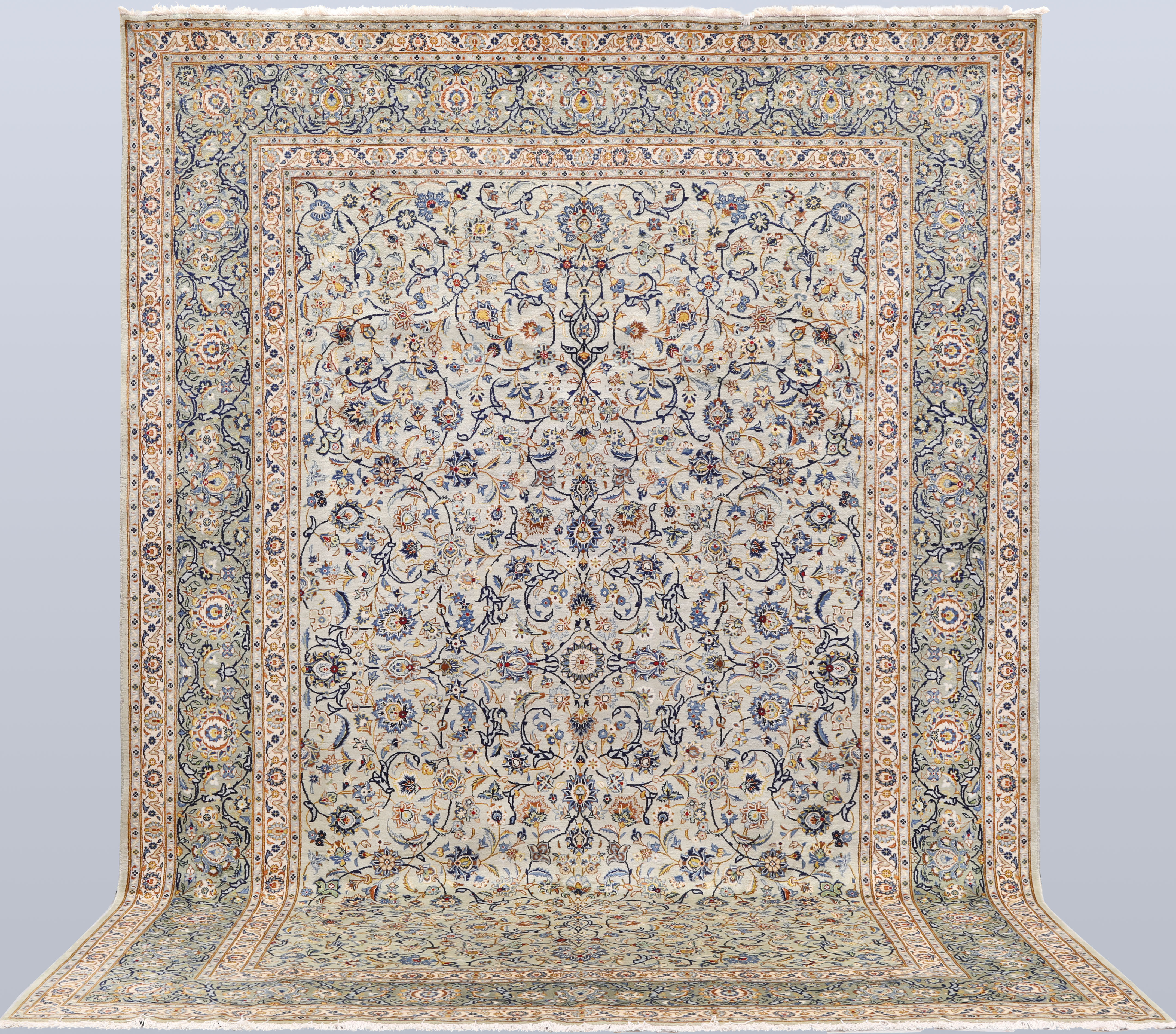ORIENTMATTA. Grön Keshan, 389 x 274 cm.