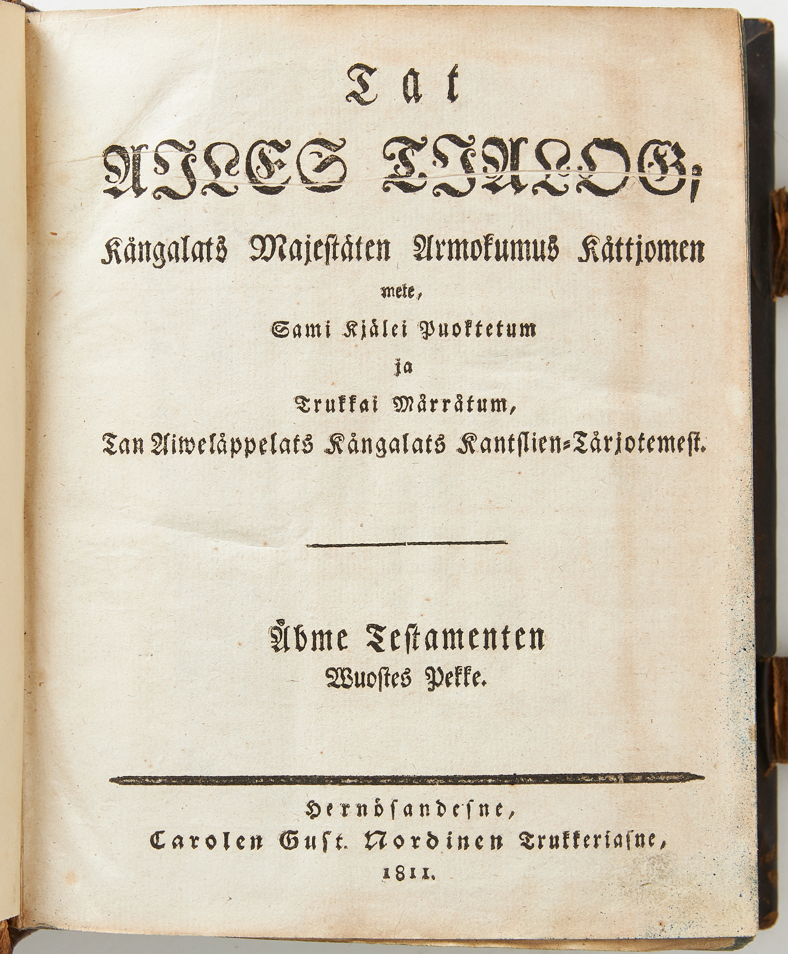 DEN FÖRSTA SAMISKA KOMPLETTA BIBELN tryckt i Härnösand 1811.
