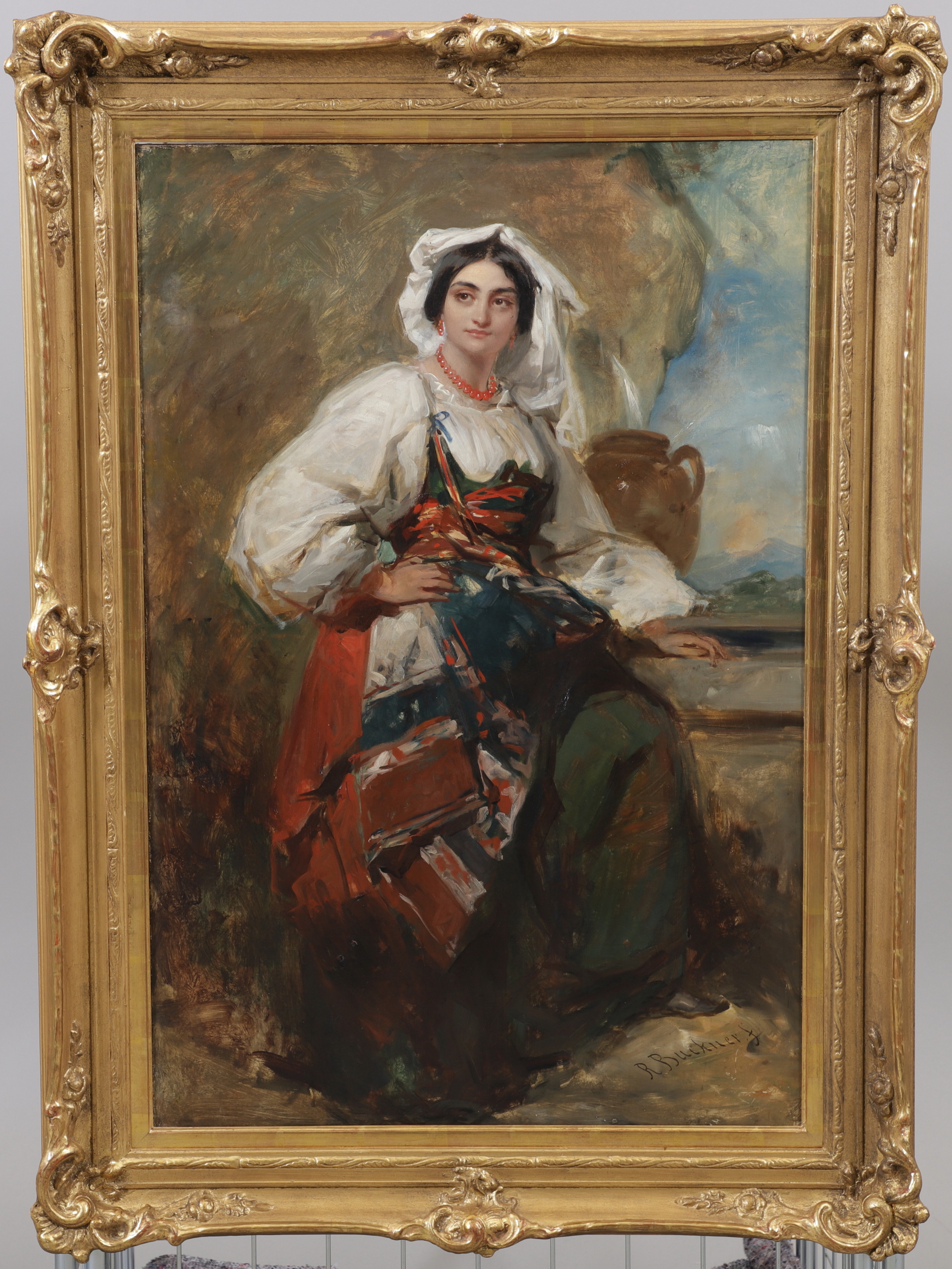 RICHARD BUCKNER. Kvinnoporträtt. Olja på duk, signerad.