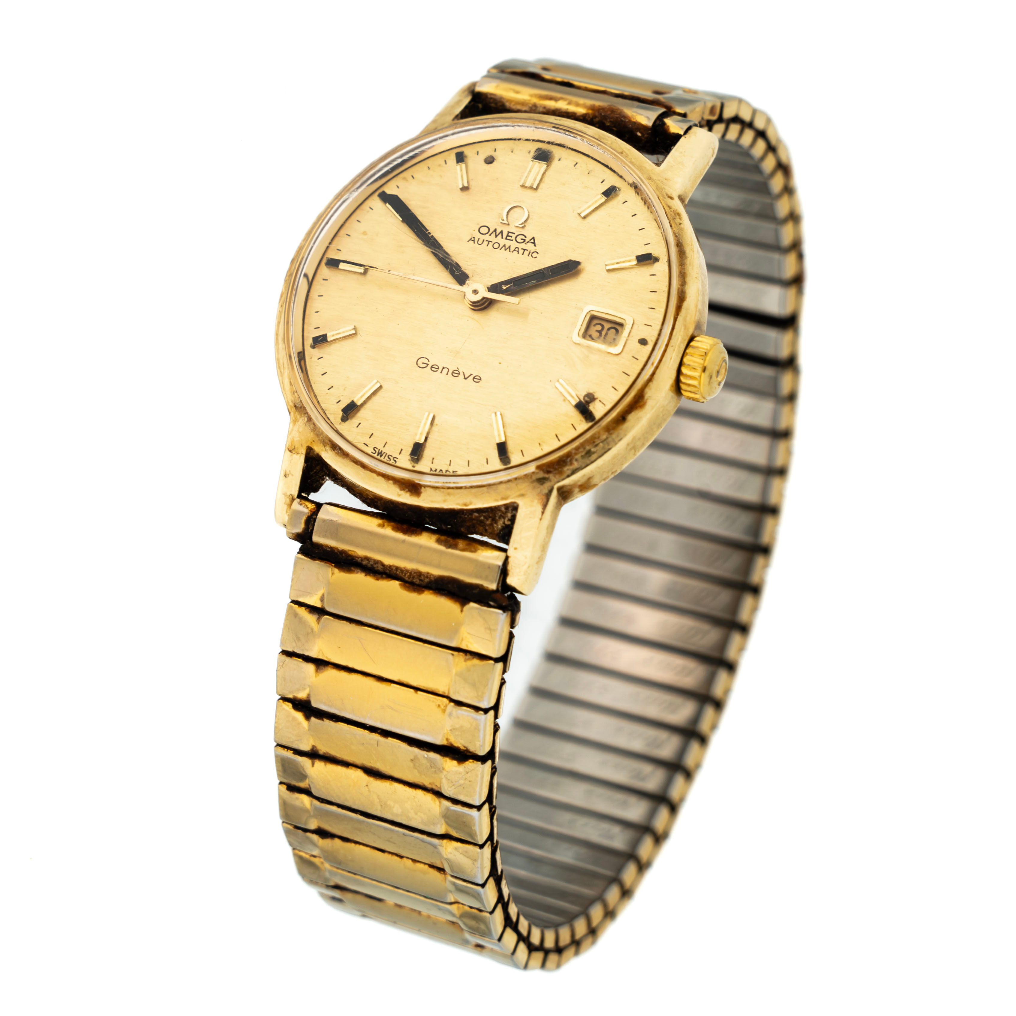 OMEGA. Armbandsur, "Automatic Géneve", Automatisk, guld på stål.