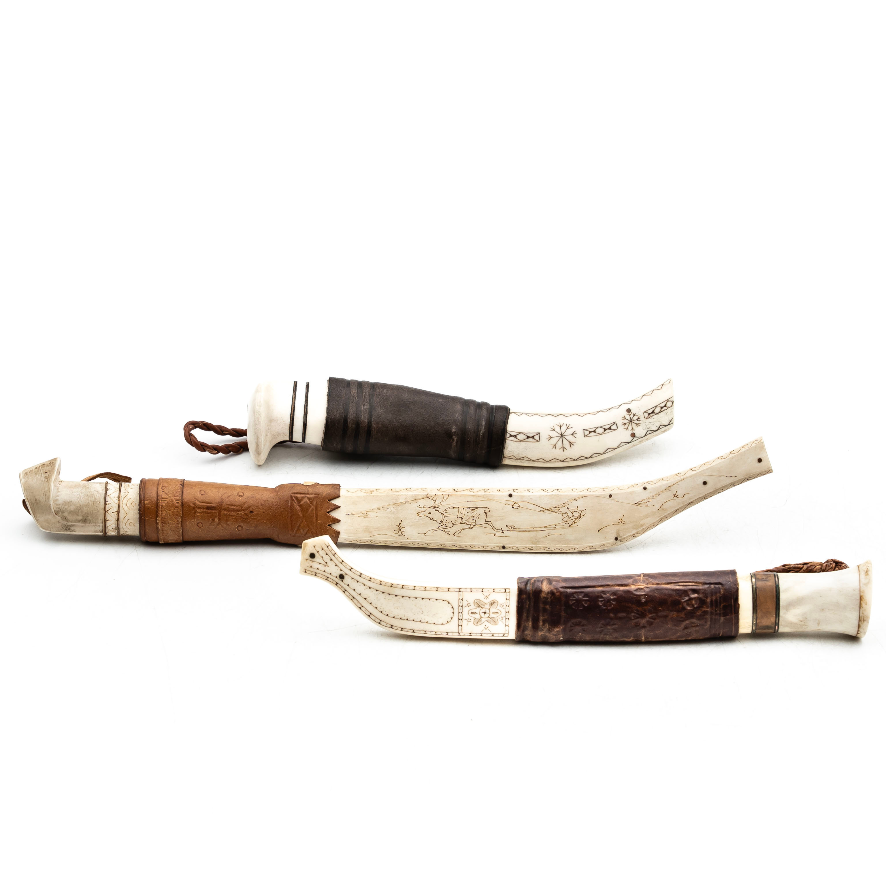 Halvhornsknivar, 3 delar, nordisk.