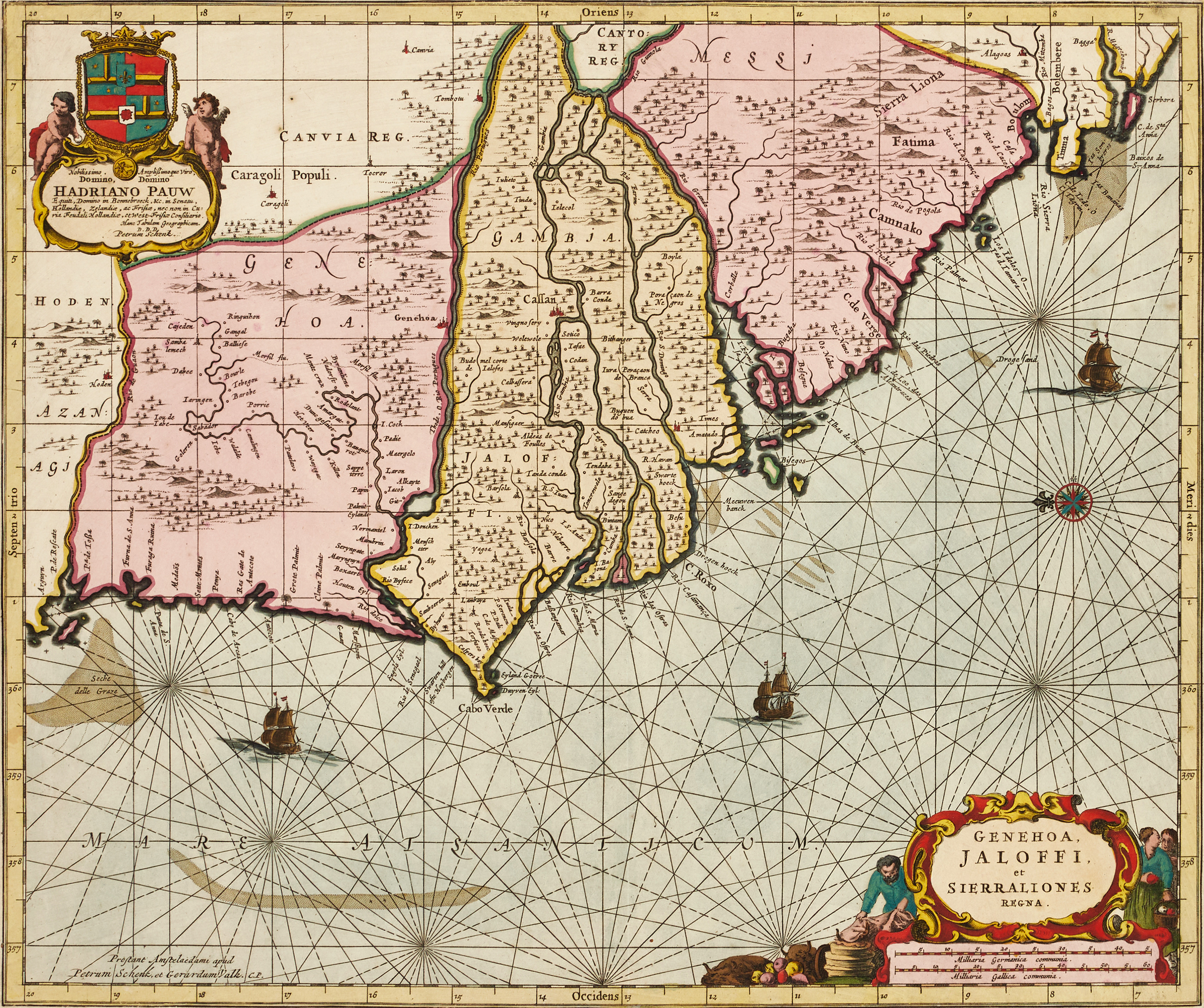 JANSSONIUS/SCHENK/VALK, Genehoa, Jaloffi et Sierraliones Regna, ca 1700.