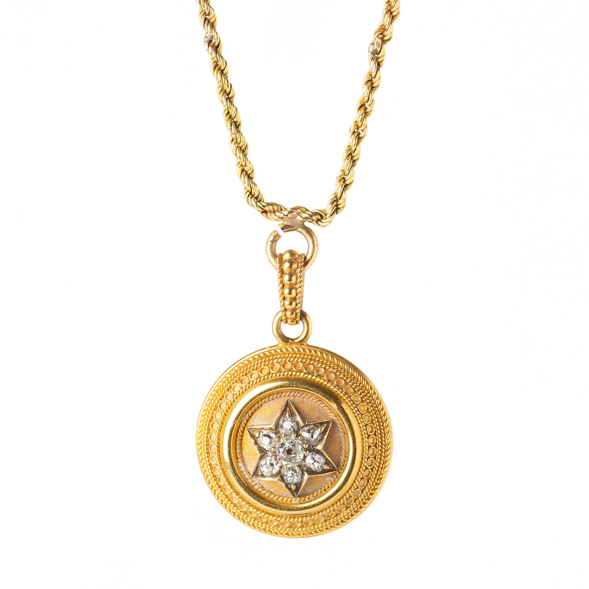 BERLOCK, 14K guld med gammalslipade diamanter, 1800-tal.