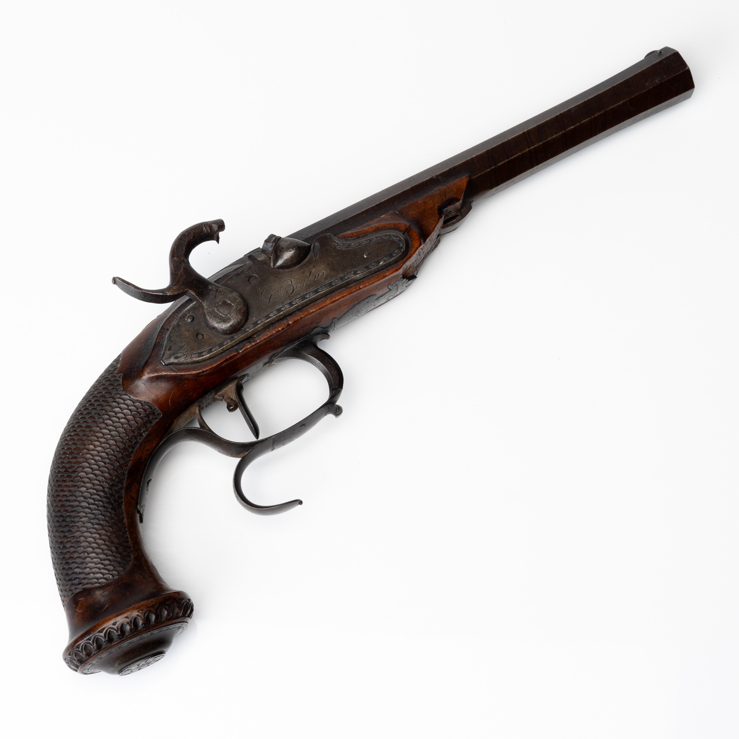 SLAGLÅSPISTOL, signerat Guillaume Berleur (Liège, ca 1780-1830).