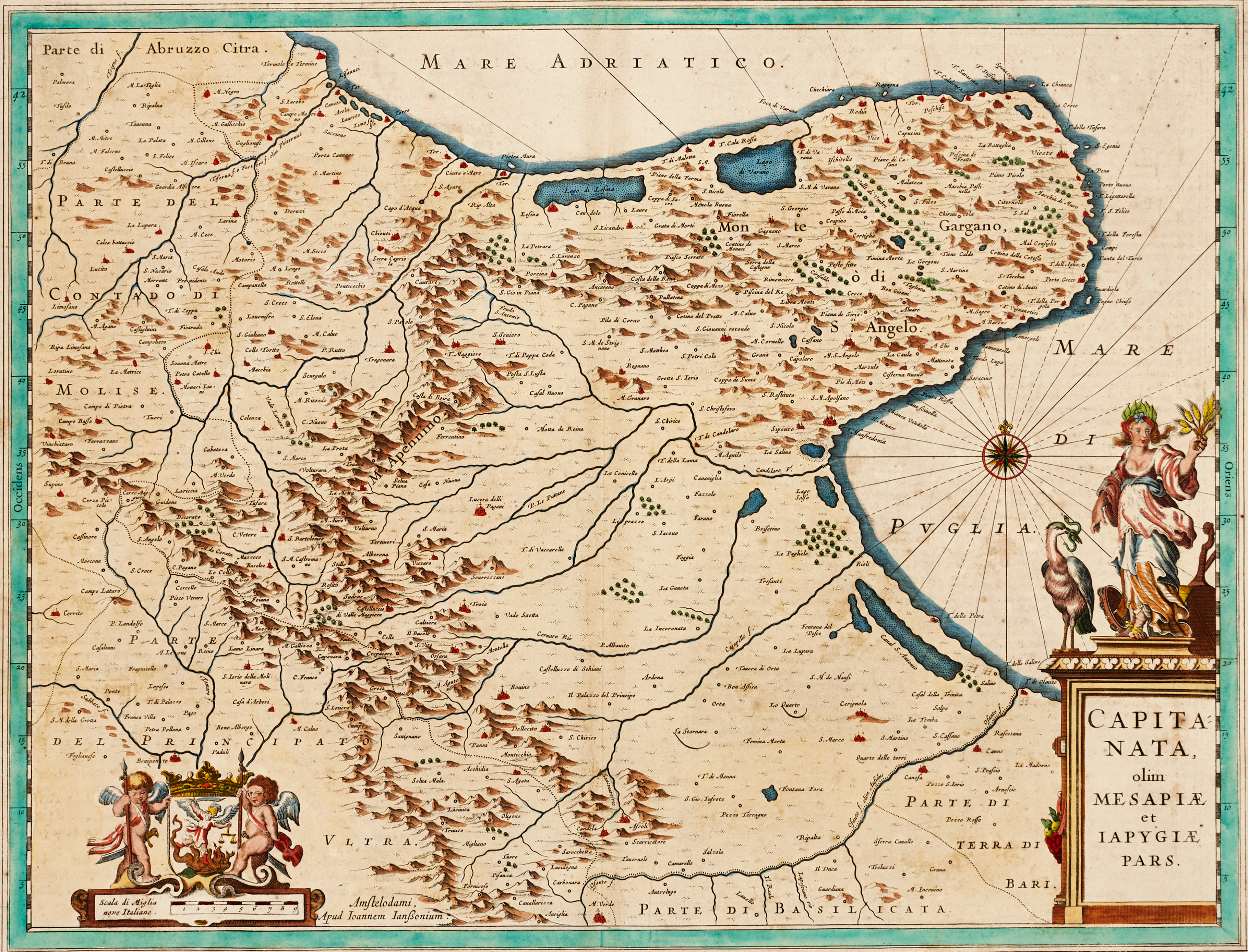 JANSSONIUS, Capitanata, olim Mesapiæ et Iapygiæ Pars, 1653-66.