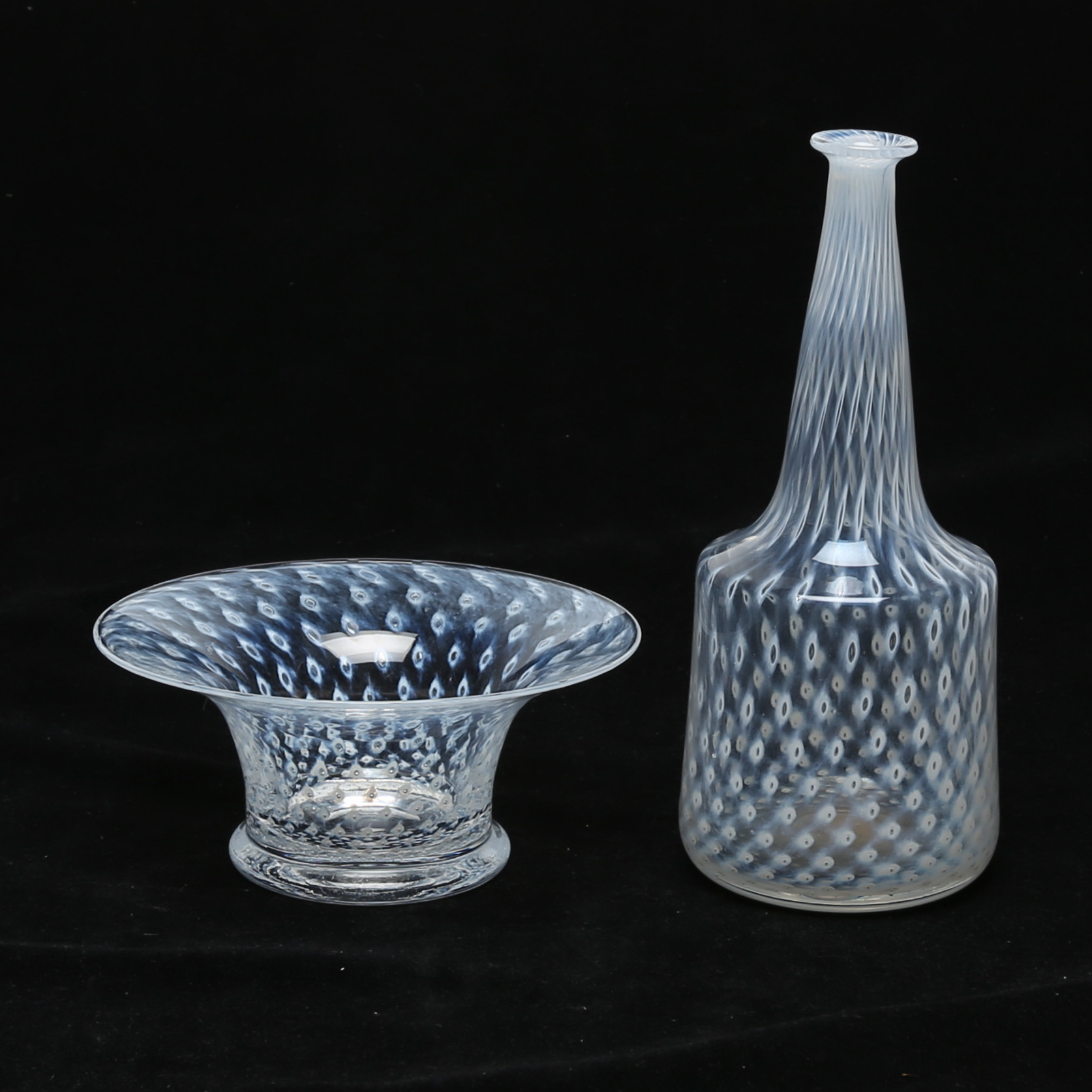 BERTIL VALLIEN. VAS och SKÅL, glas, Boda Åfors, skålen signerad.