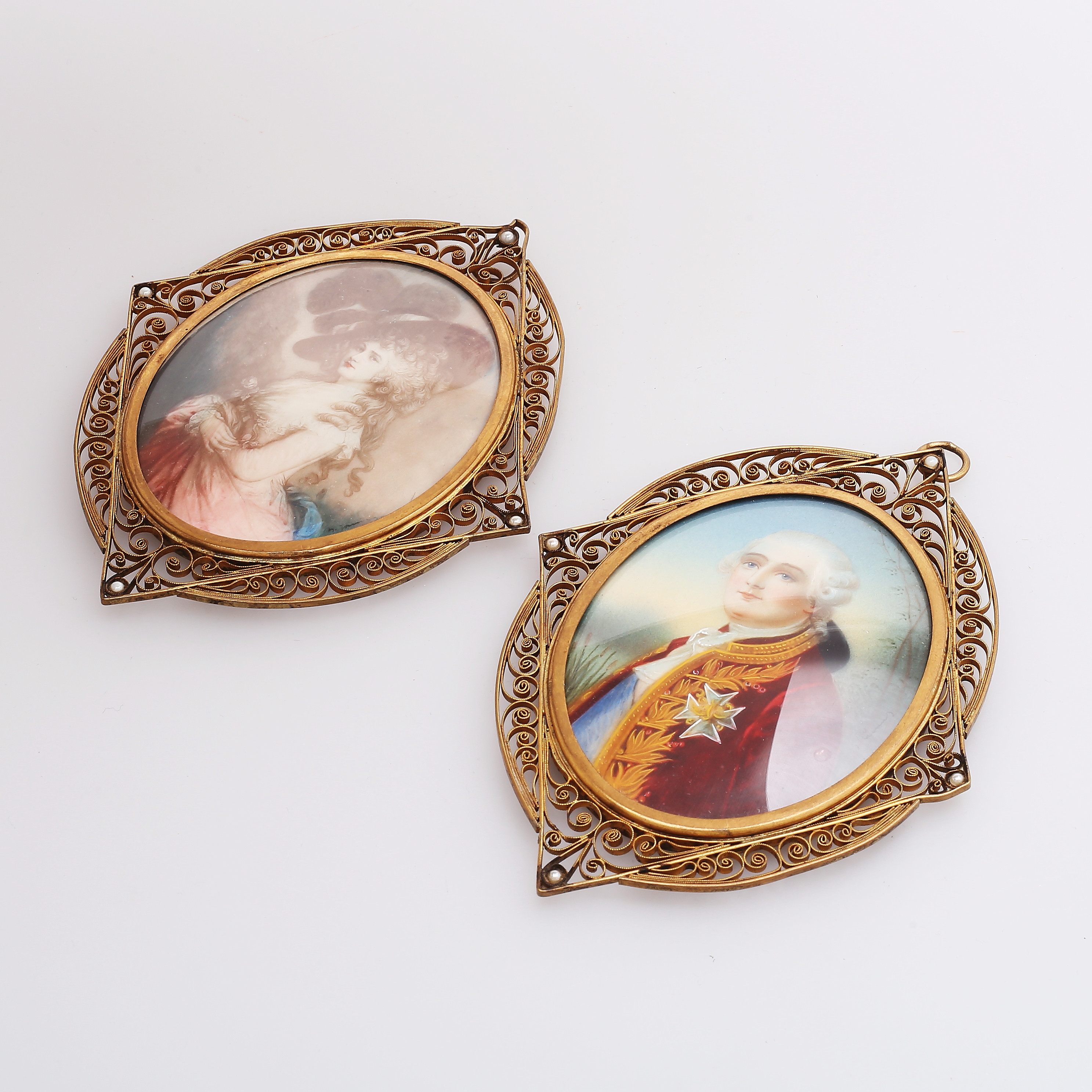 MINIATYRMÅLNINGAR, 2 st, 1800-tal.