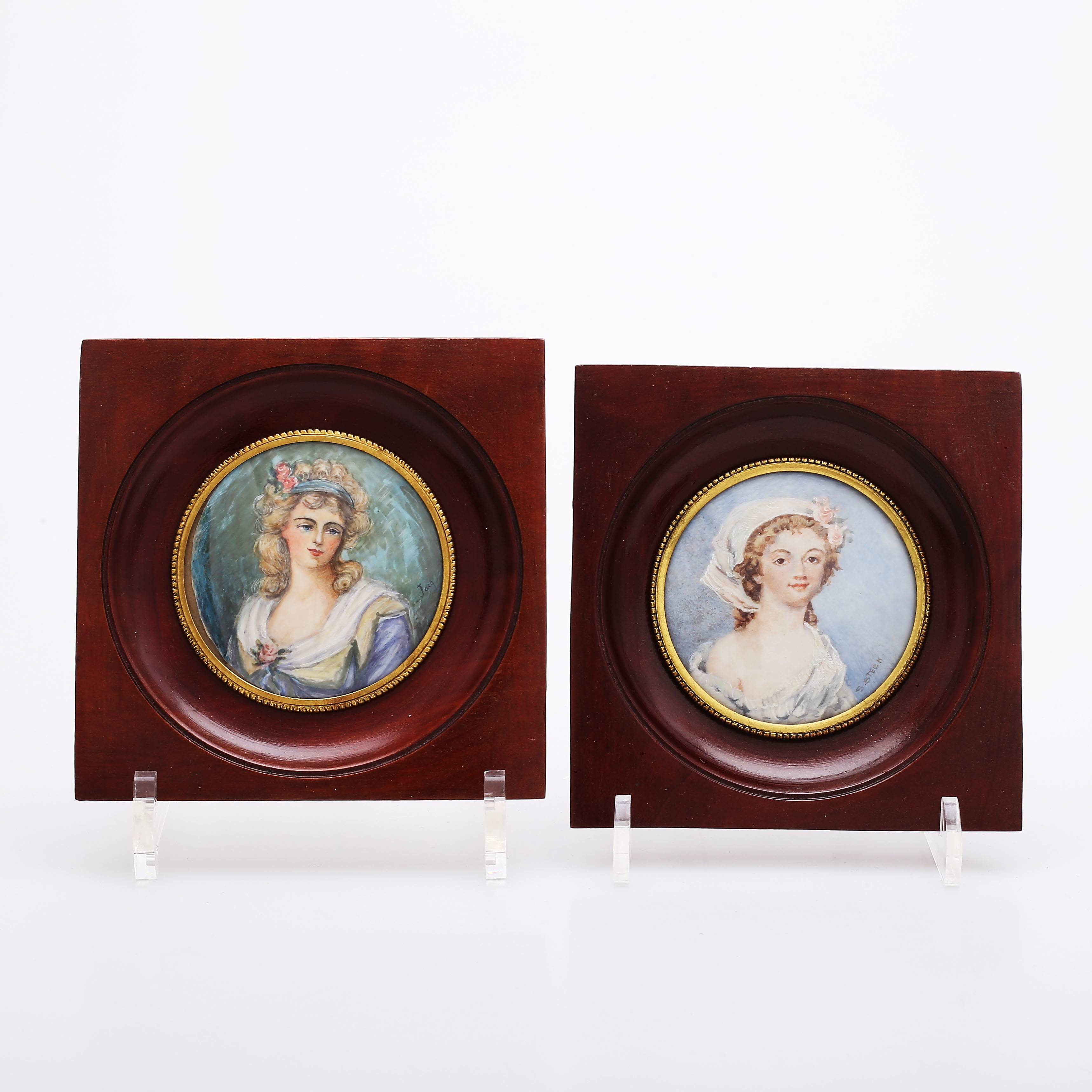 MINIATYRMÅLNINGAR, 2 st, 1800-tal, signerade.