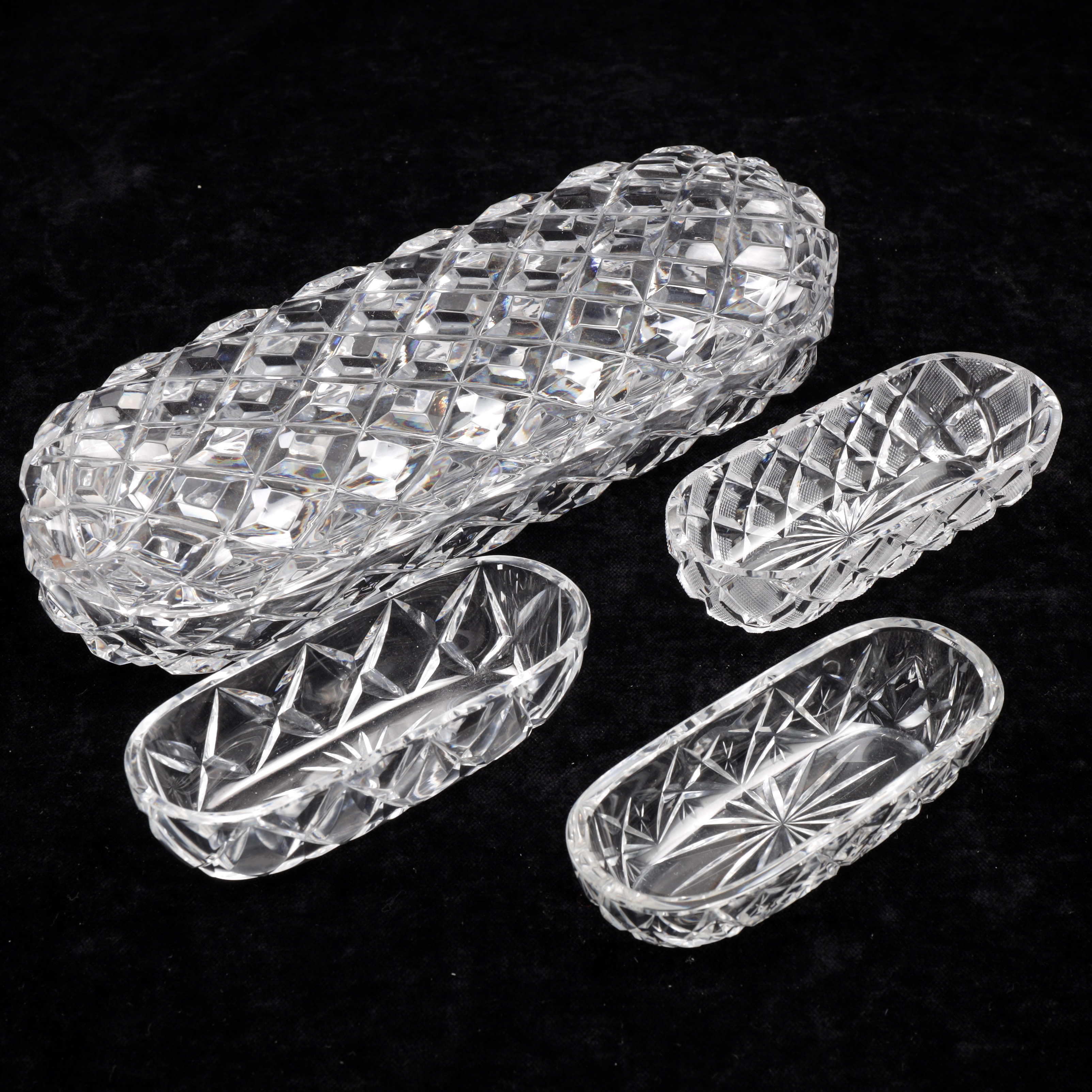 ASK, SKÅLAR, 4 delar, slipat glas, 1900-talets första hälft.