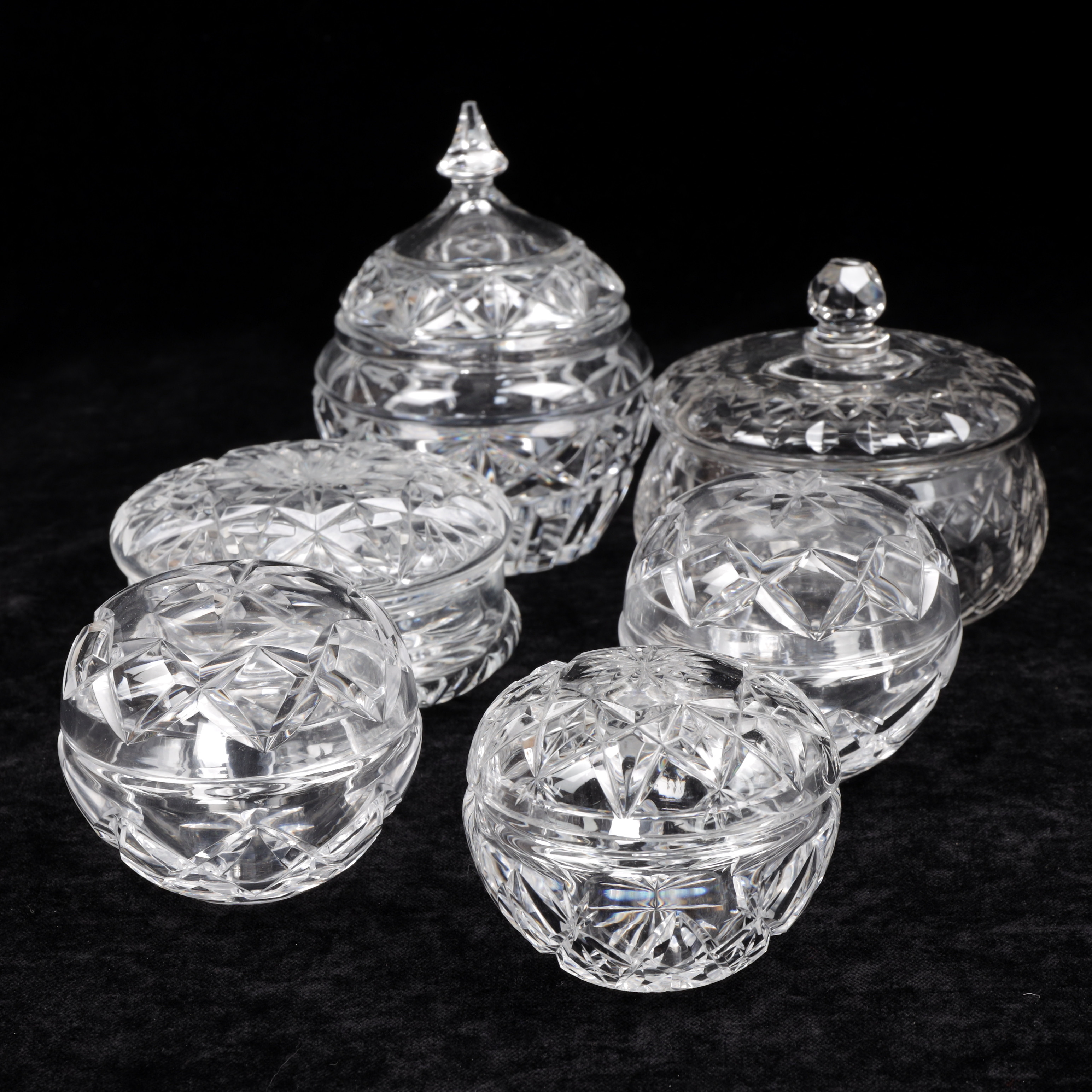 LOCKSKÅLAR, 6 st, slipat glas, 1900-tal.