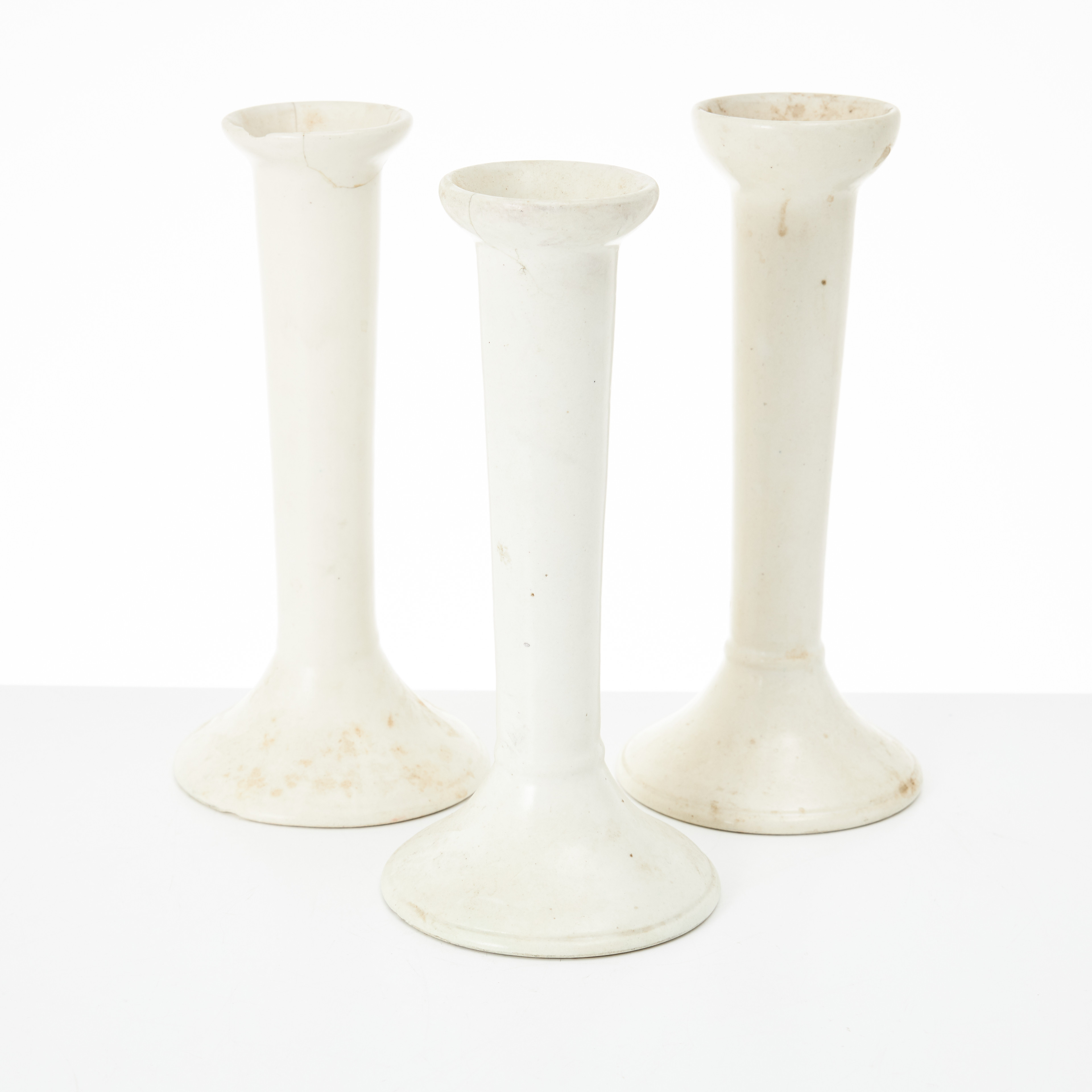 HANS HEDBERG. Ljusstakar, 3 st, Biot, Frankrike, starkeldsfajans.