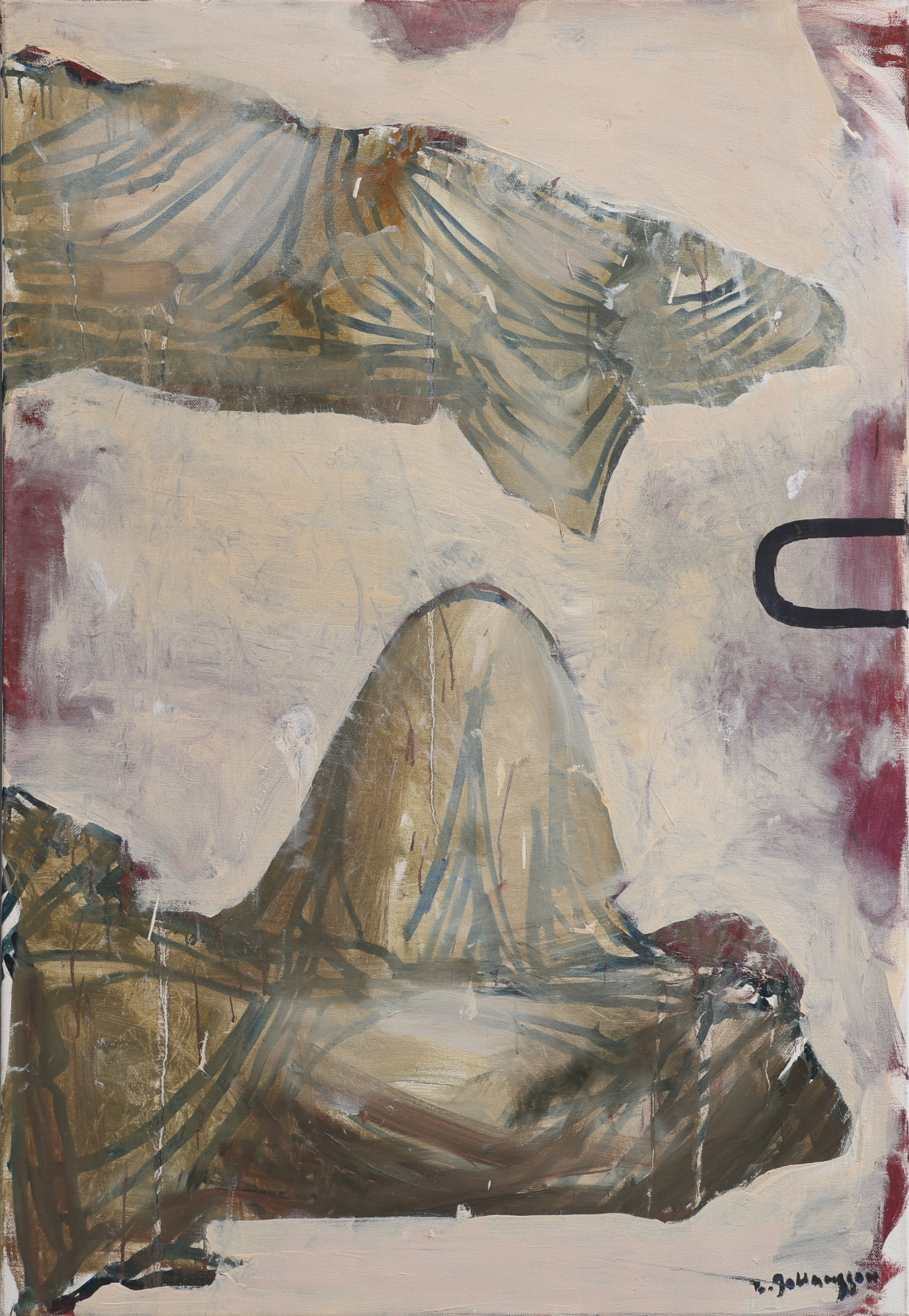 LARS JOHANSSON 1945-2010. OLJA PÅ DUK, UR "ATLANTIS", SIGNERAD, 1980-TAL.