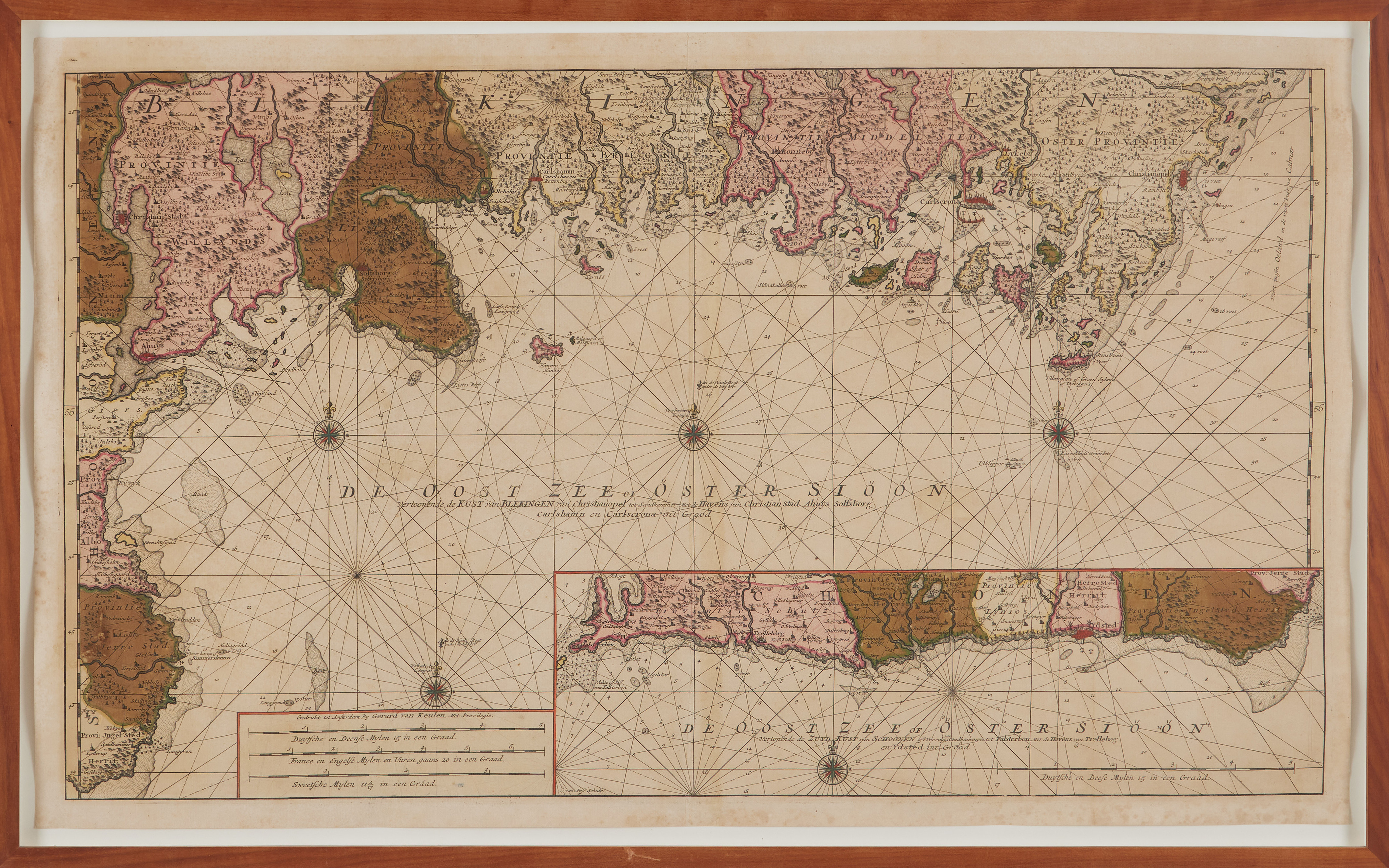 VAN KEULEN, SEACHART OF THE BALTIC WITH BLEKINGE, ca 1715.