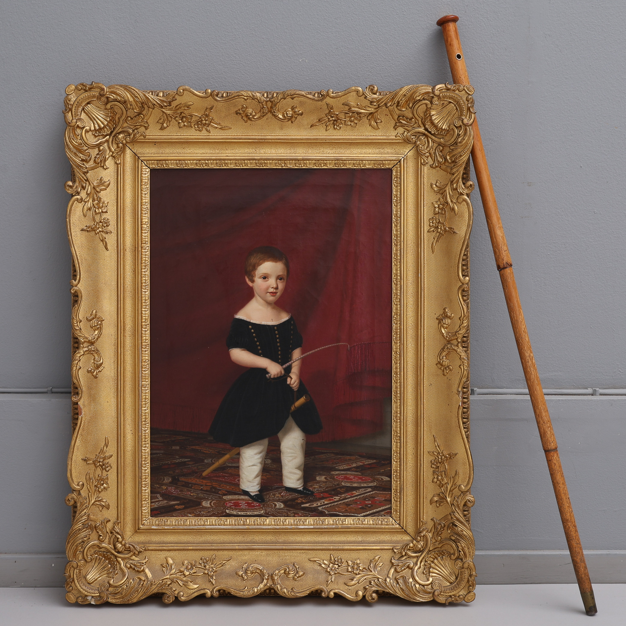 LARS HANSEN 1813-1872. OLJA PÅ DUK, PORTRÄTT AV CHARLES KOCH SAMT KÄPPEN SOM AVBILDAS, 1843.