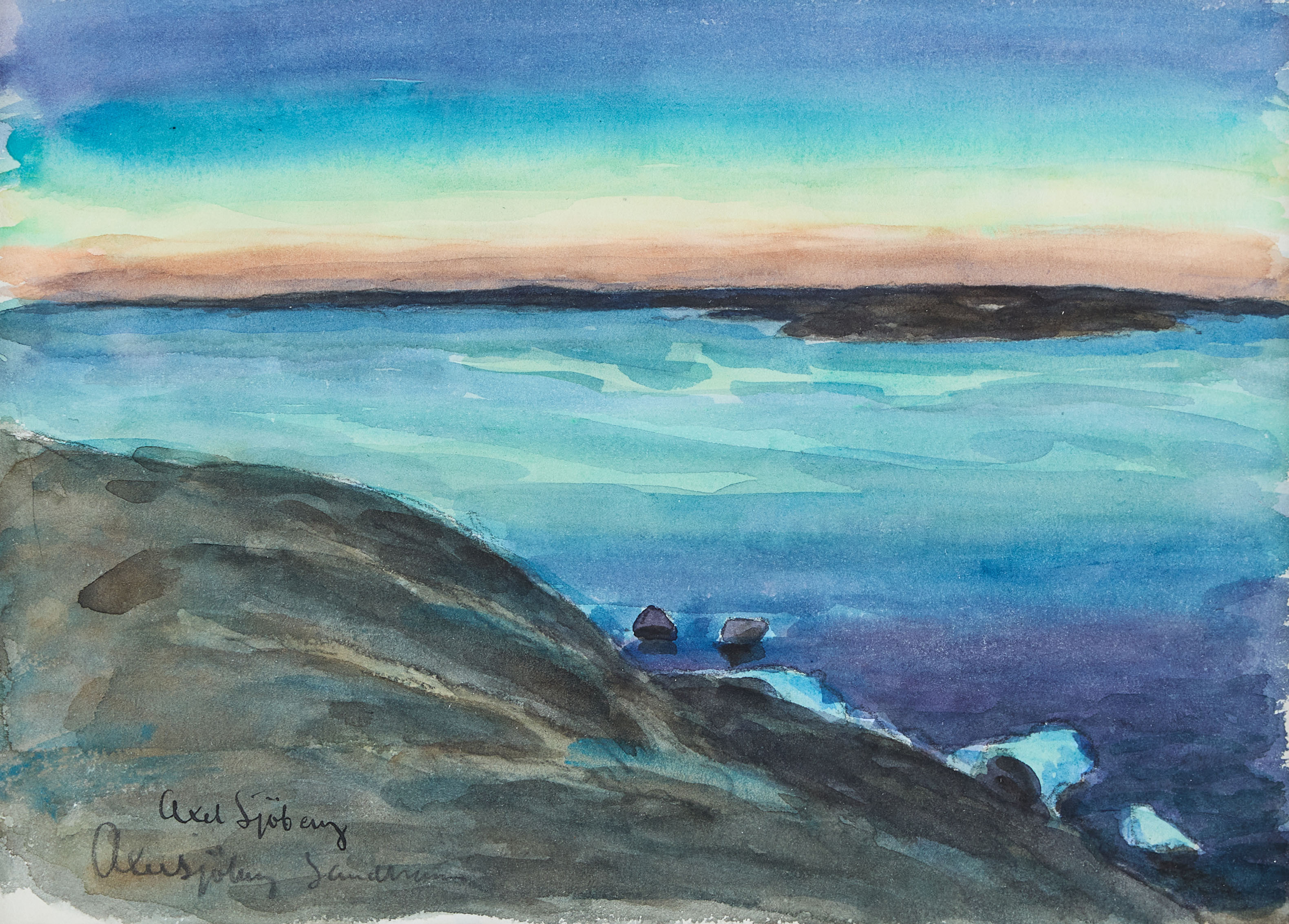AXEL SJÖBERG (1866-1950). Solnedgång, Sandhamn.
