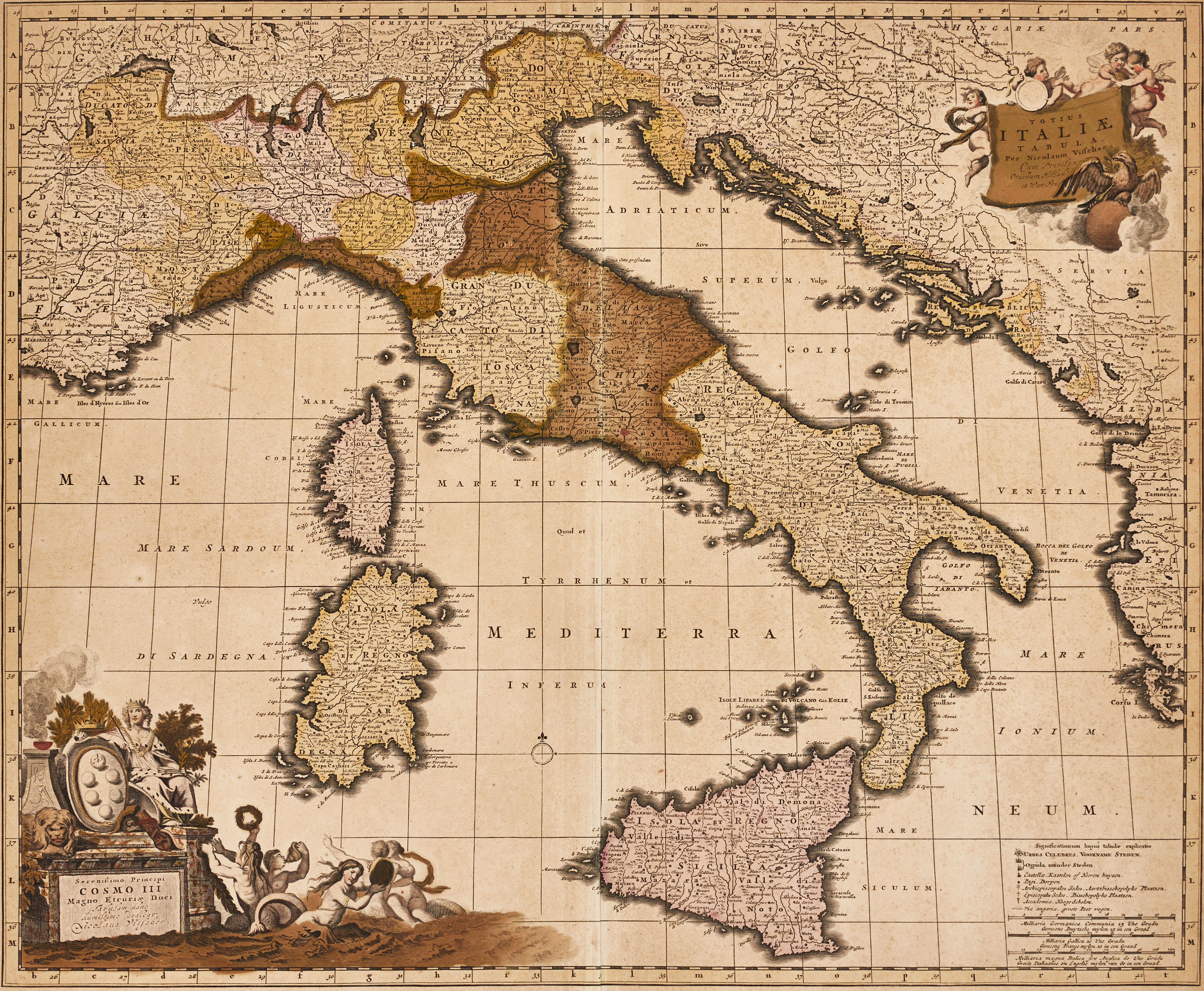 VISSCHER, Totius Italiæ Tabula, ca 1680.