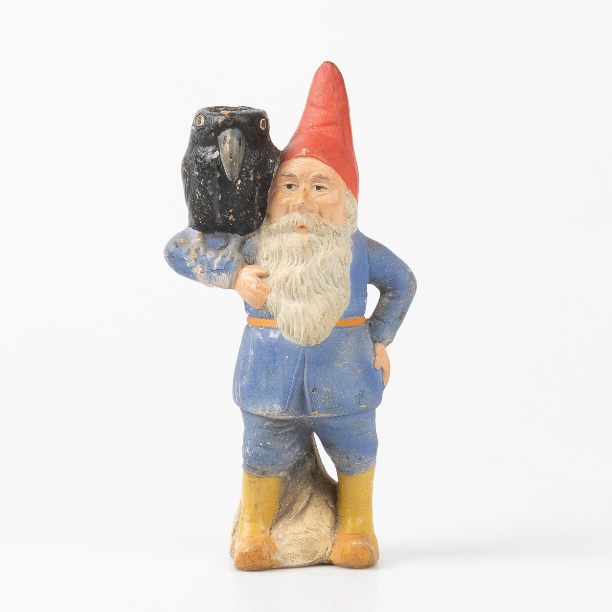 FIGURIN, tomte med korp, lergods, troligen Tyskland, 1900-talets början.