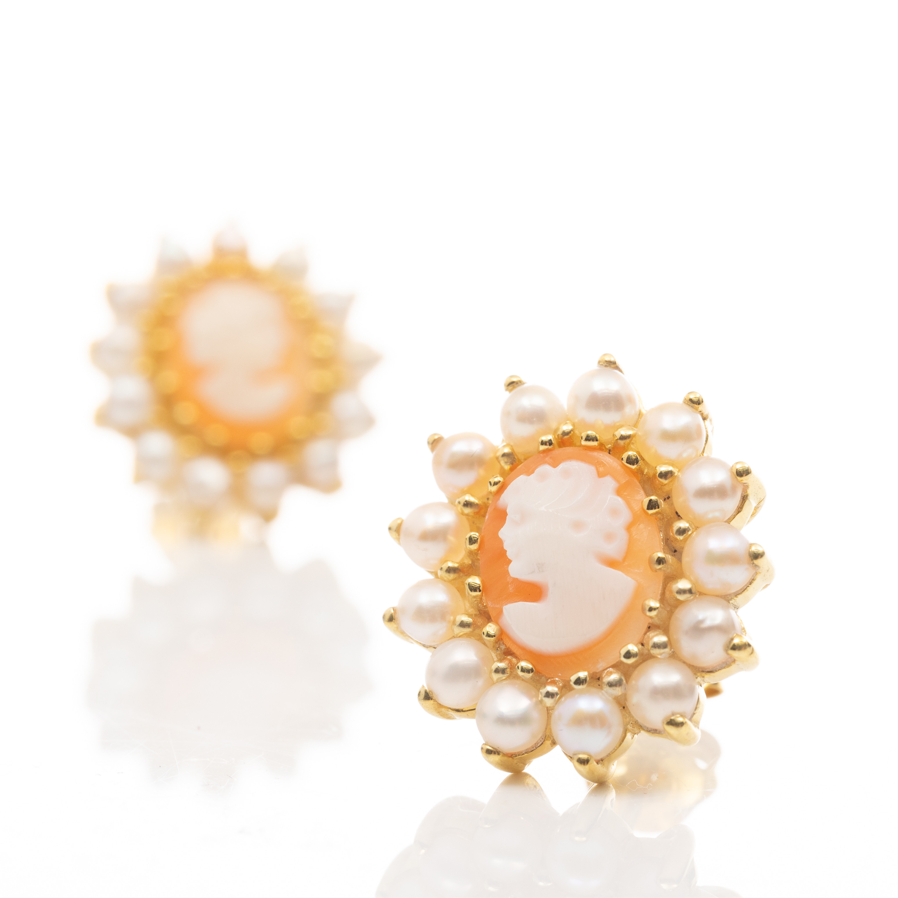 ÖRHÄNGEN, Förgyllt sterlingsilver, Pärlor, Caméer.