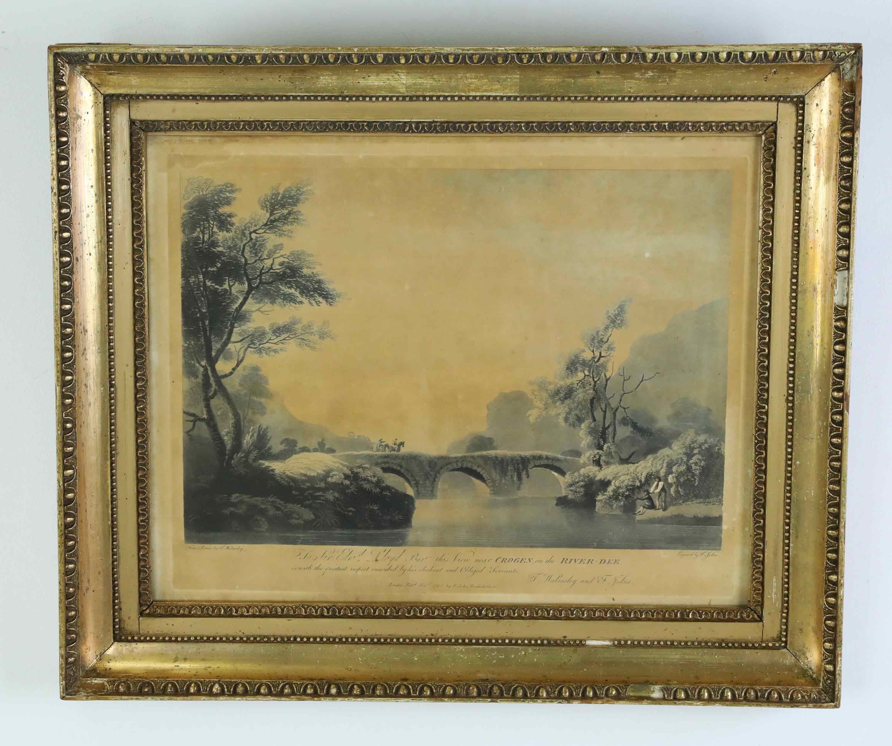 THOMAS WALMSLEY (1763-1806). efter, gravyr, "Crogen, on the river Dee", signerad i gravyren, 17/1800-tal.