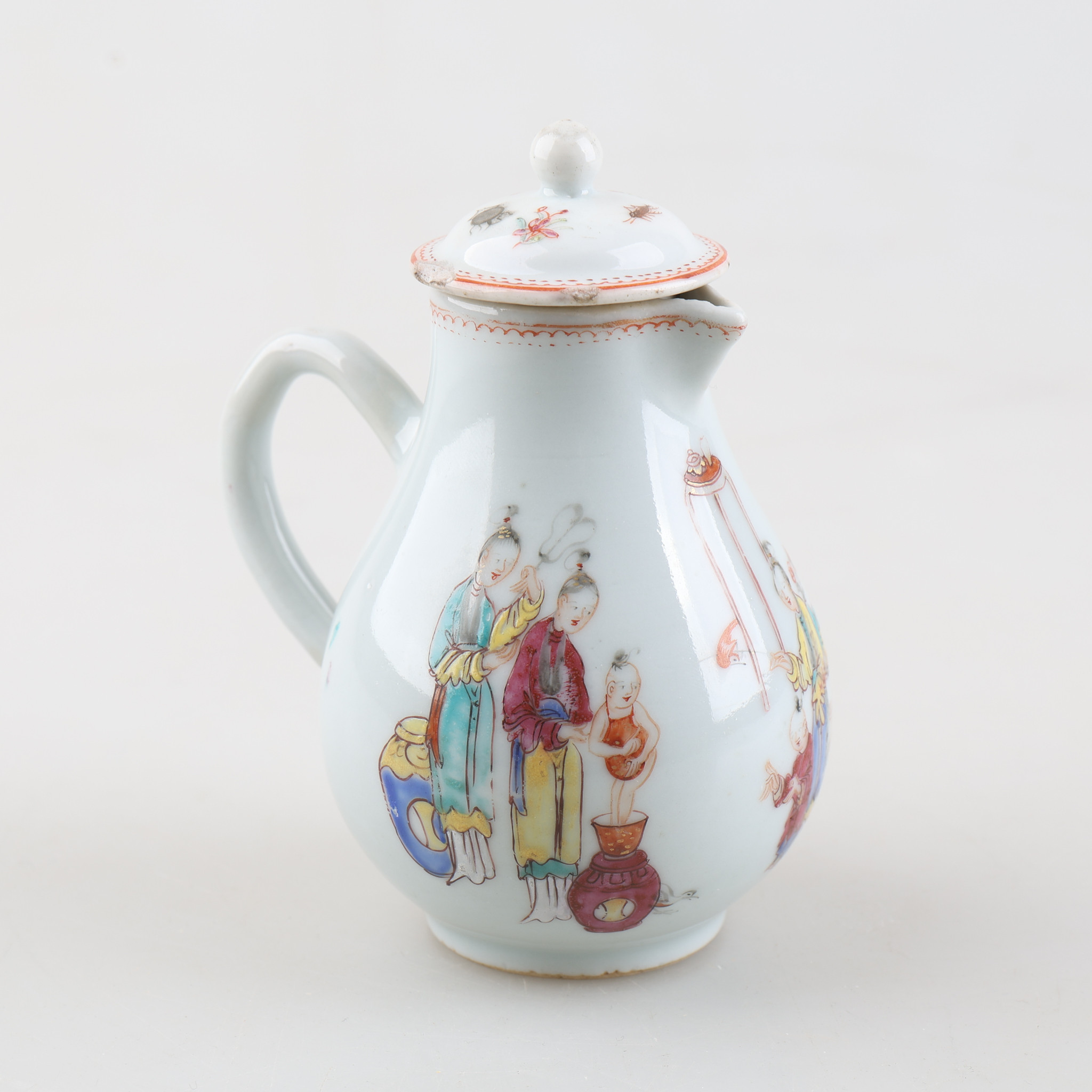 GRÄDDKANNNA med lock, orientalisk, porslin, Kina, Qianlong (1736-1795).