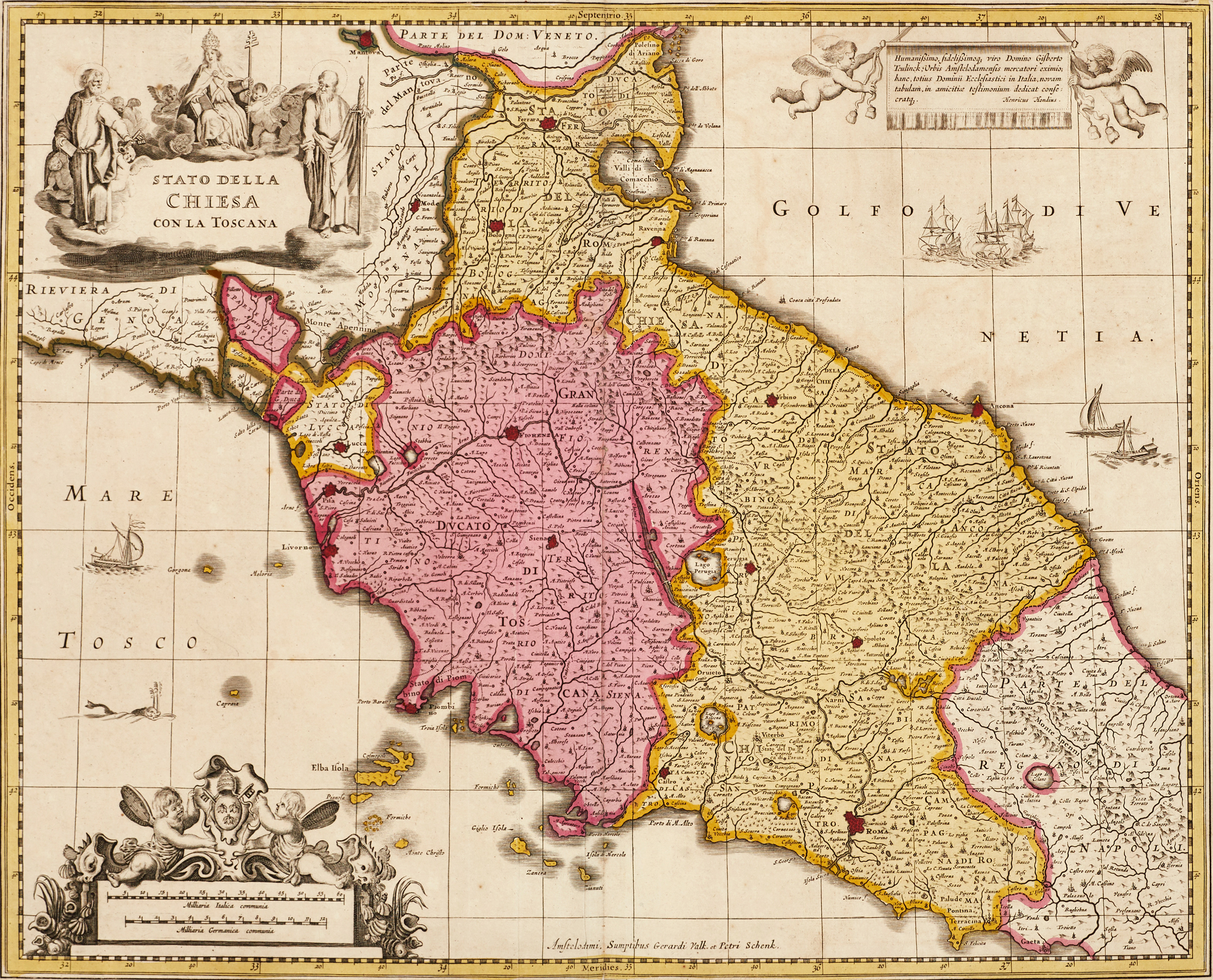 JANSSONIUS/VALCK/SCHENK, Stato della Chiesa Con La Toscana, ca 1700.