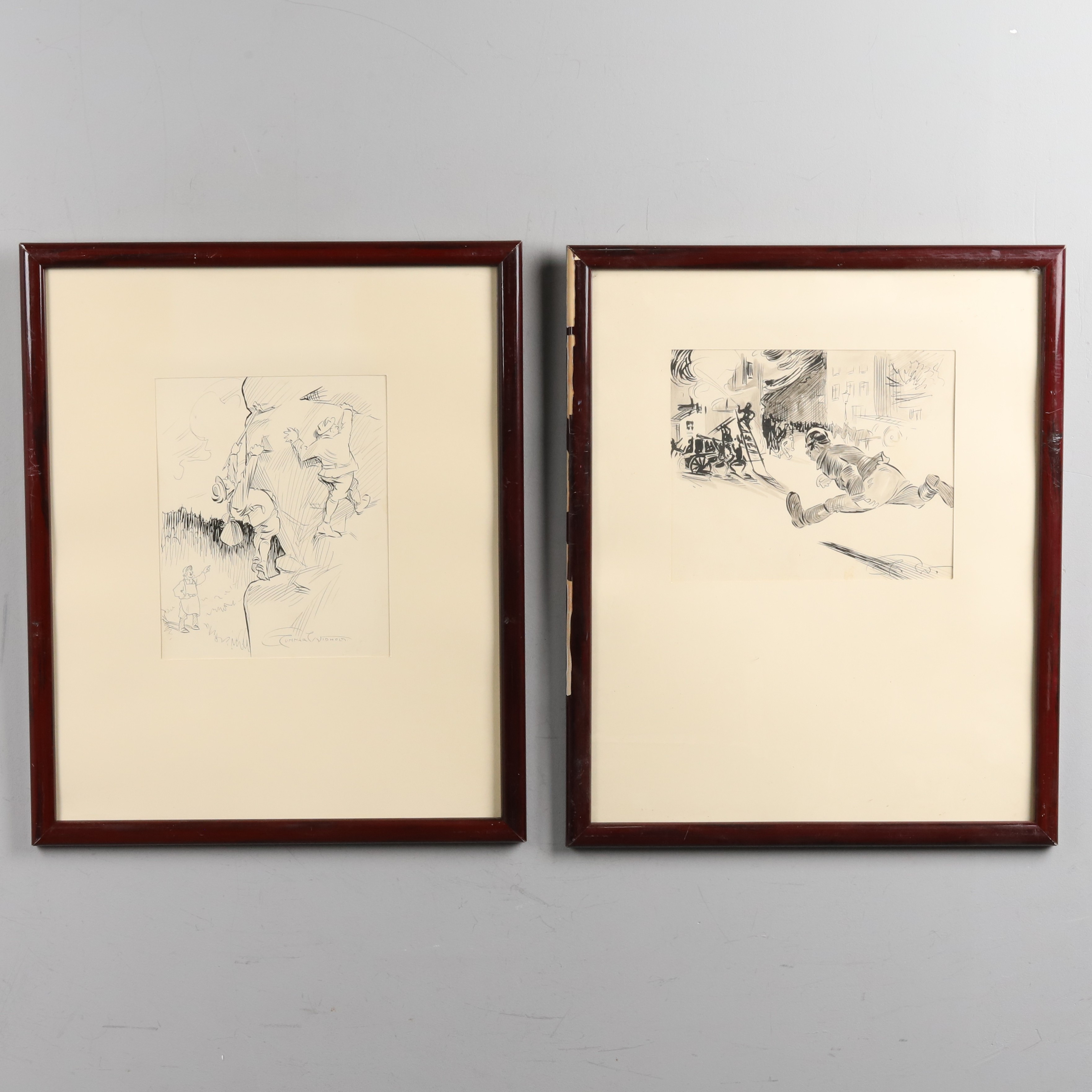 GUNNAR WIDHOLM (1882-1953), TUSCHTECKNINGAR, 2 st. Signerad samt monogramsignerad.