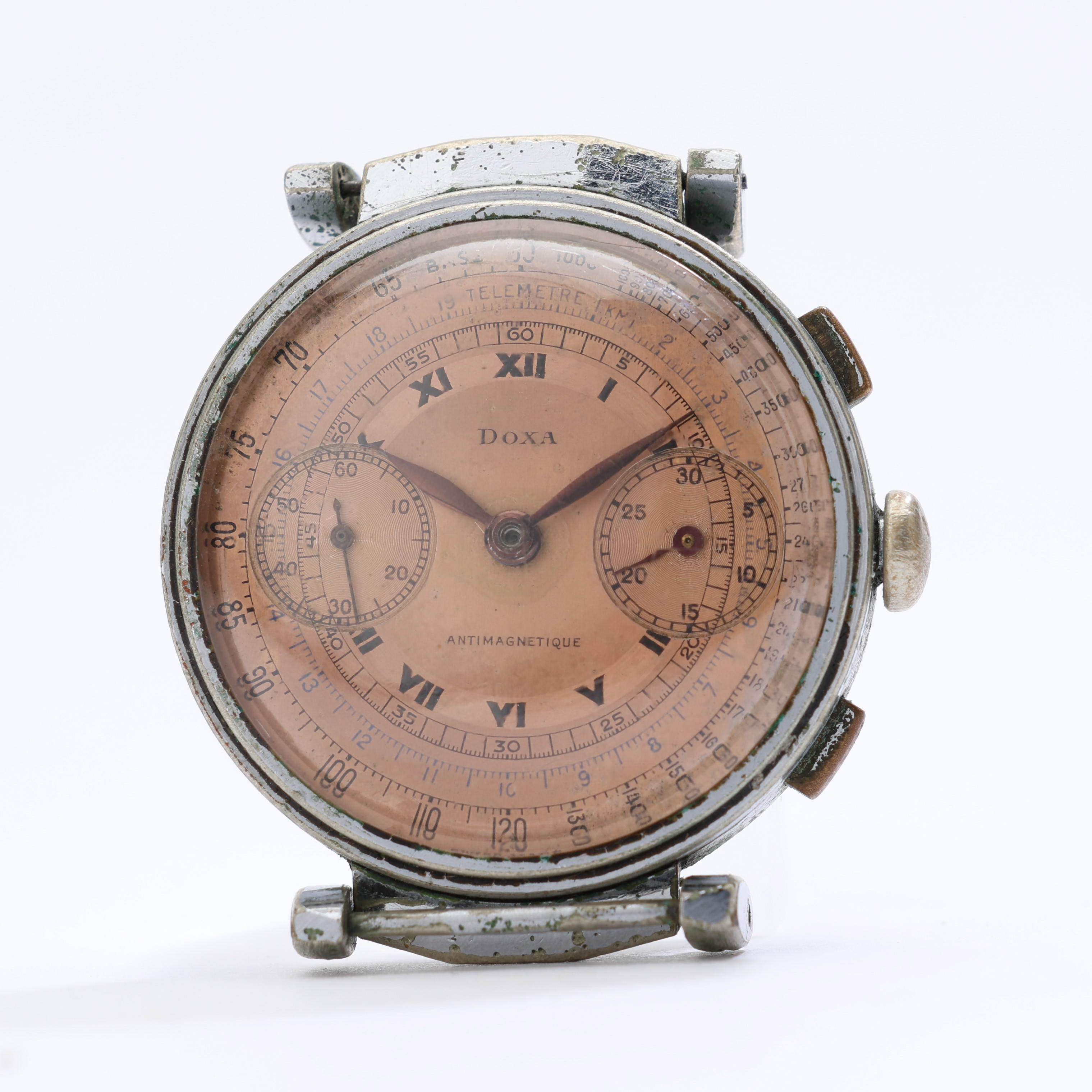 DOXA, armbandsur, kronograf, 35 mm, stål / krom, 1940-tal.