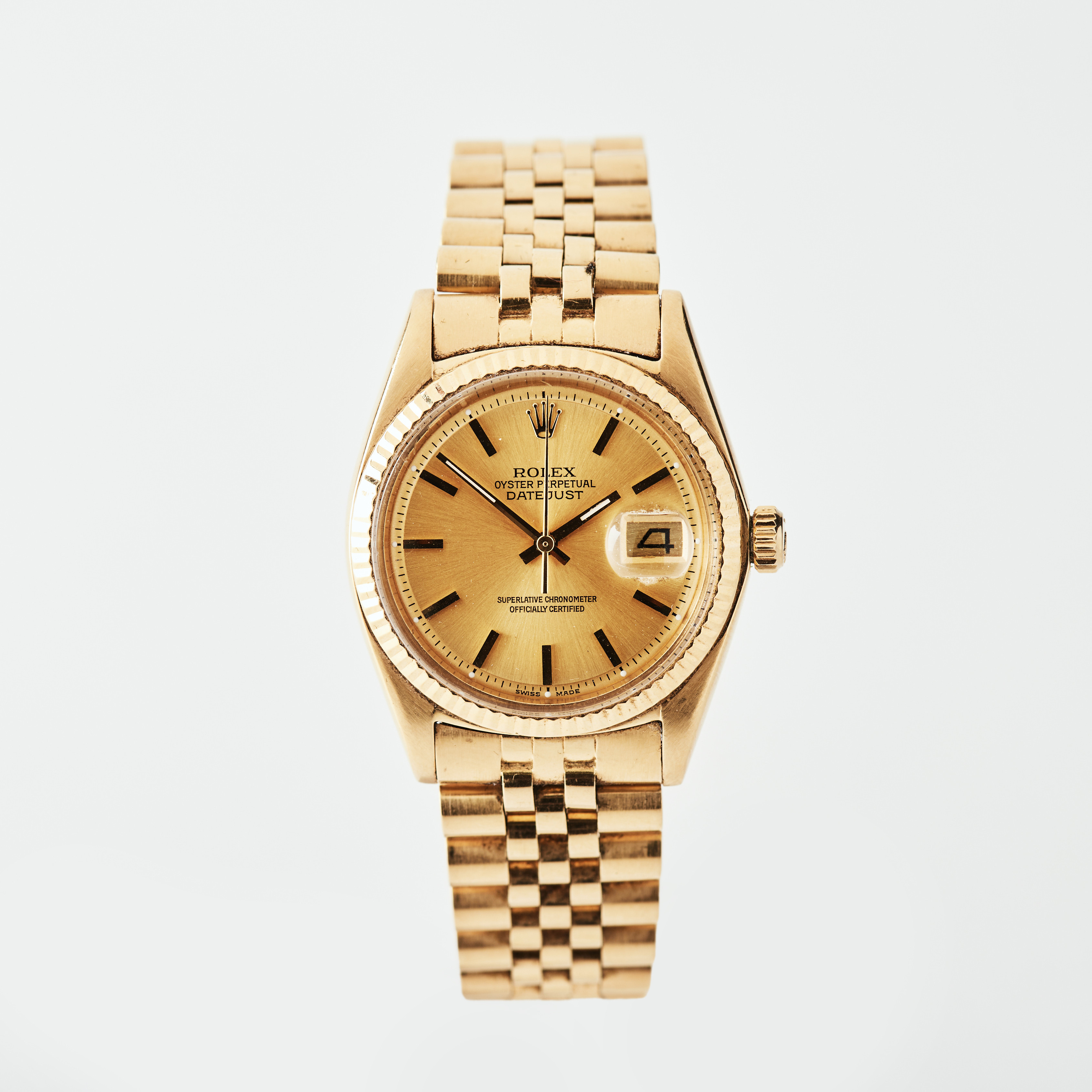 ROLEX, Oyster Perpetual, Datejust (Swiss Made), Chronometer, armbandsur, 36 mm, 18K guld, ca 1974.