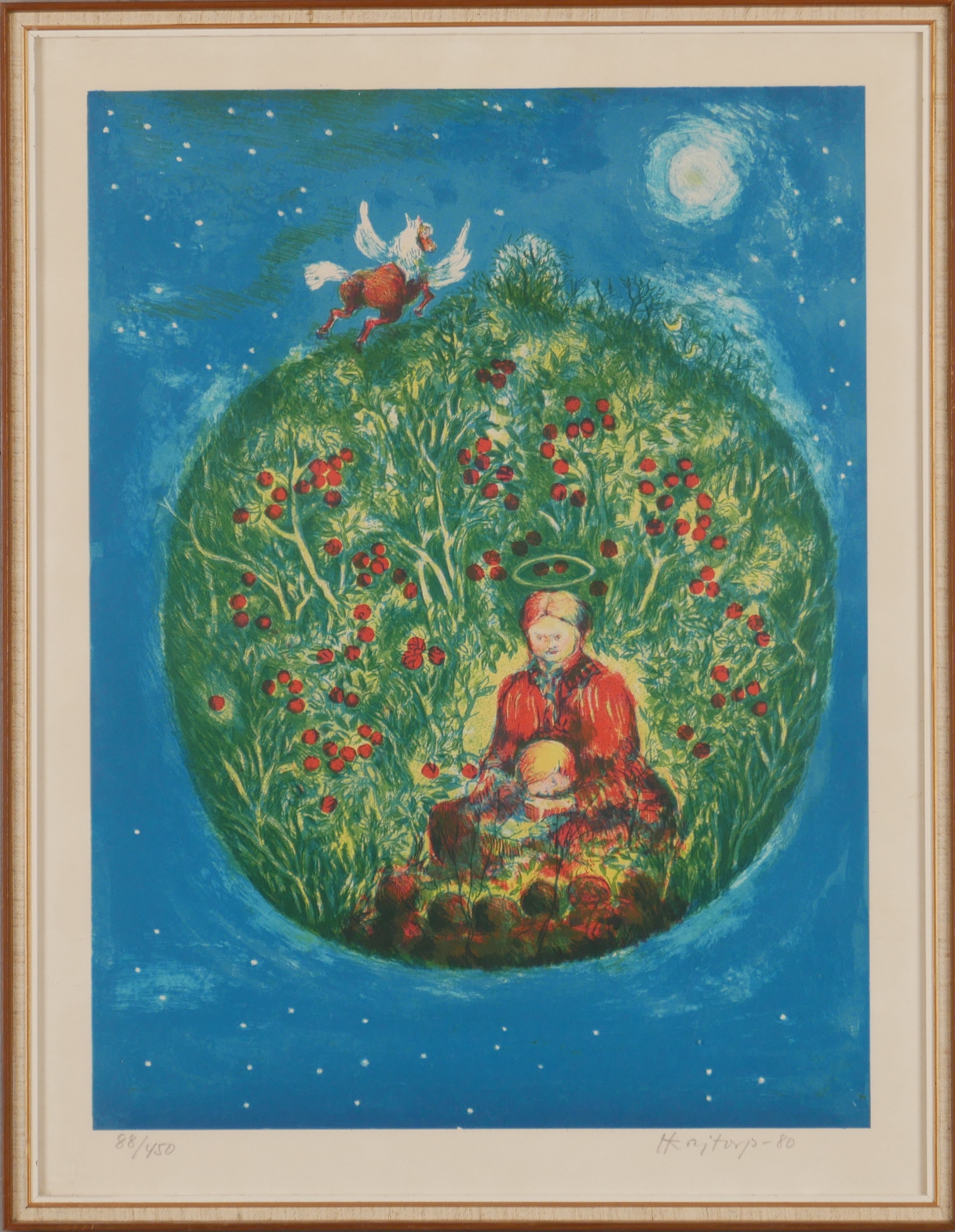 HANS KAJTORP. "Sagoförtäljerskan", färglitografi, signerad H Kajtorp -80.