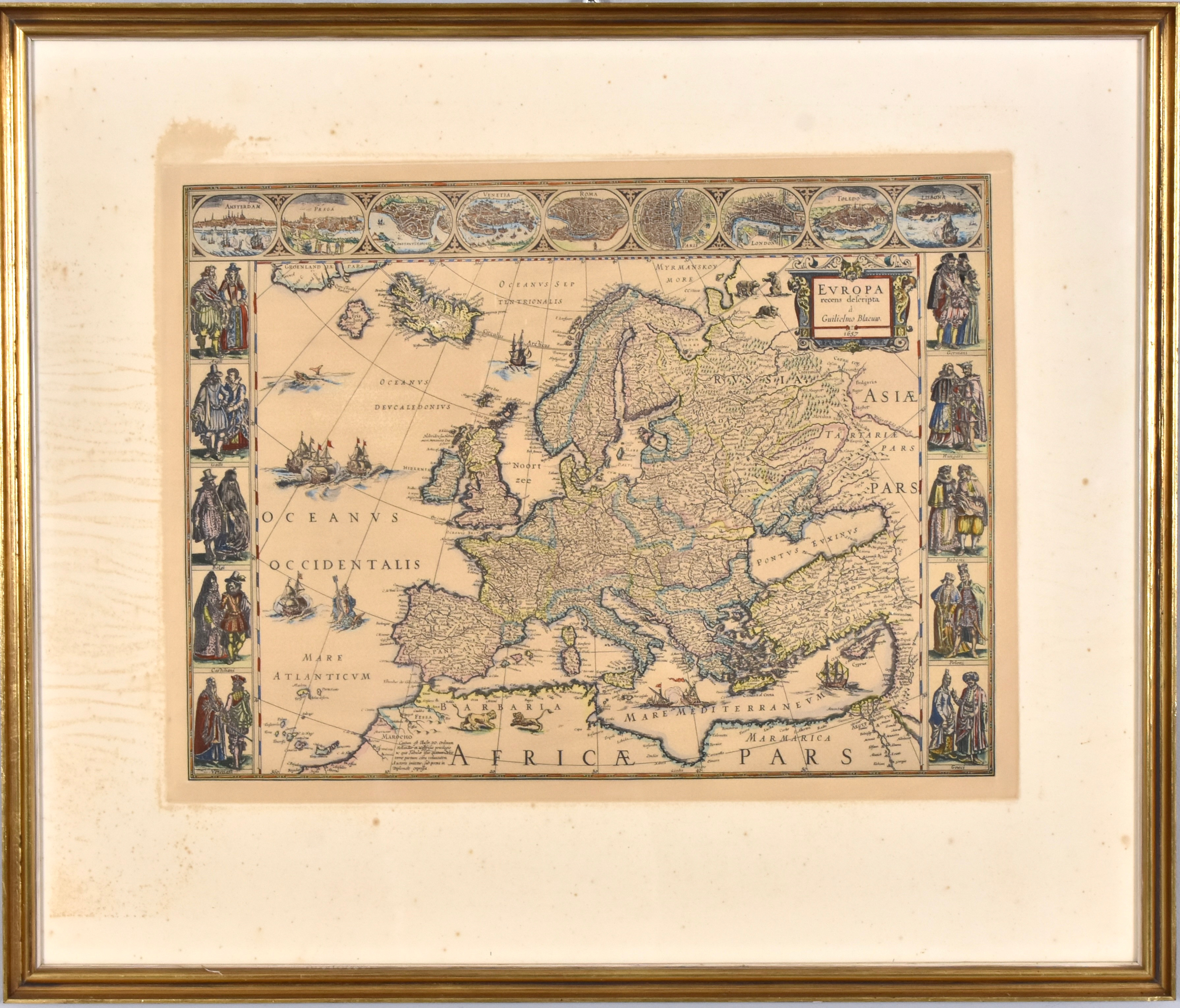 GUILIELMO BLAEUW. EFTER. Karta,färglitografiskt tryck, 1900-tal.