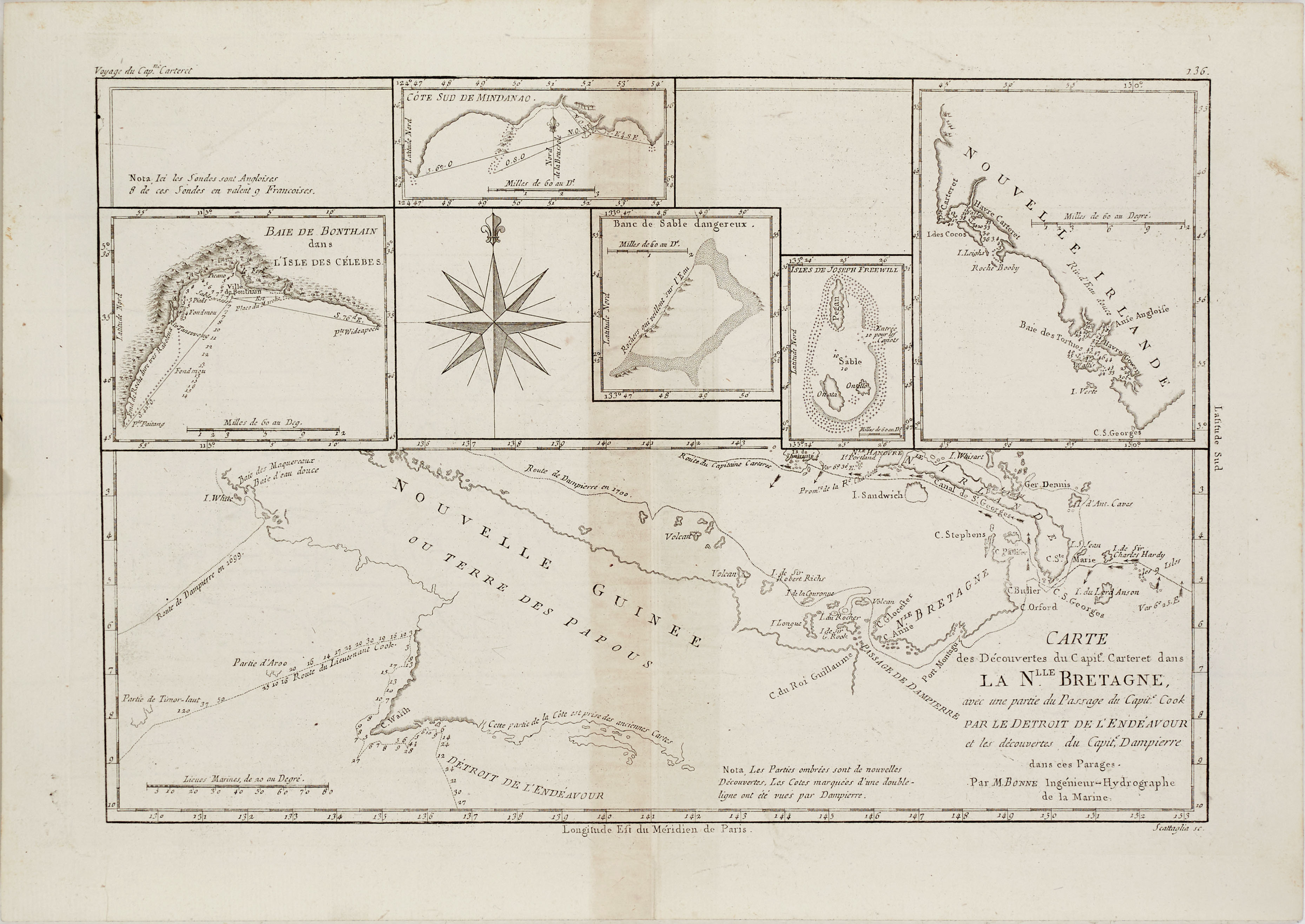 BONNÉ, 5 kartor ur: Atlas Encyclopédique, 1788.