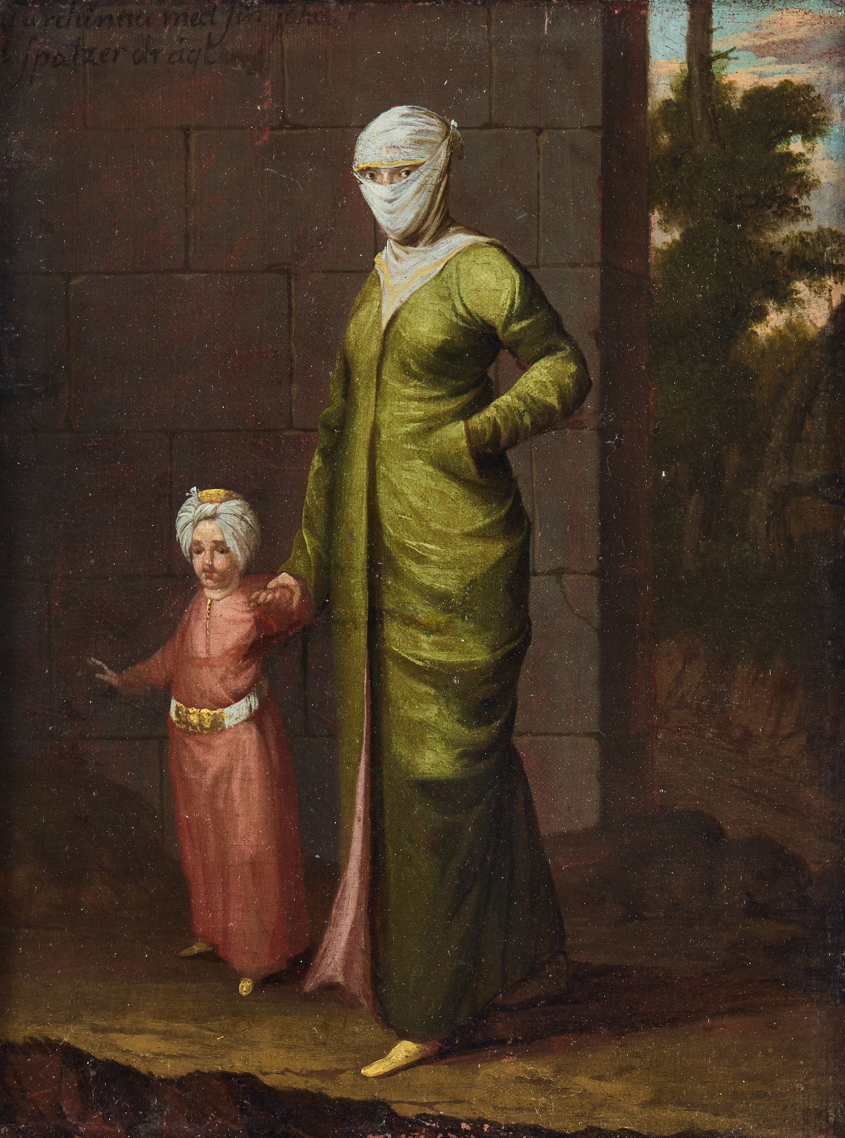 JEAN BAPTISTE VANMOUR (VALENCIENNES 1671-1737 ISTANBUL). Attributed to. A Turkish lady with her son.