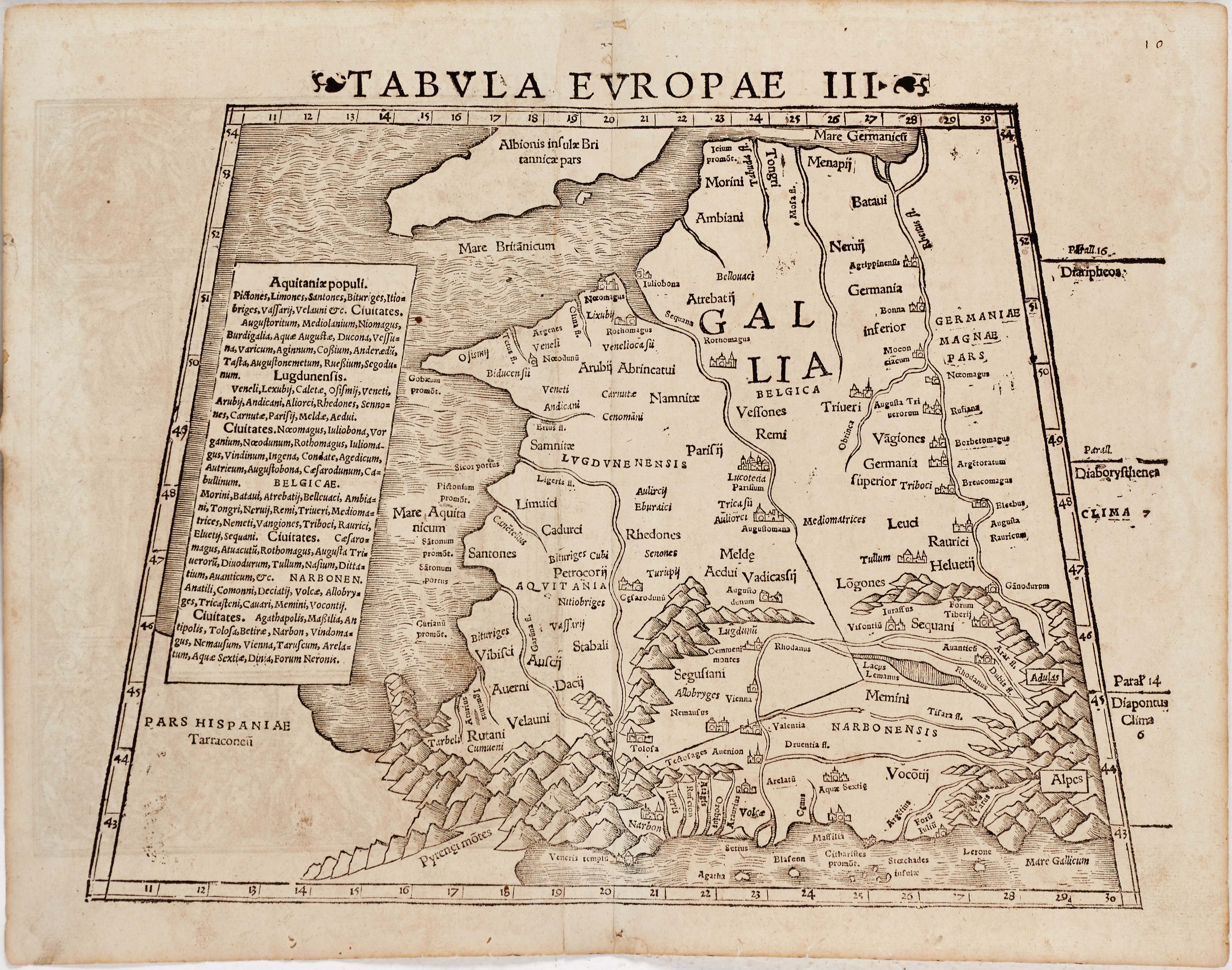 MÜNSTER, Gallia. Tabula Europa III, ca 1545.
