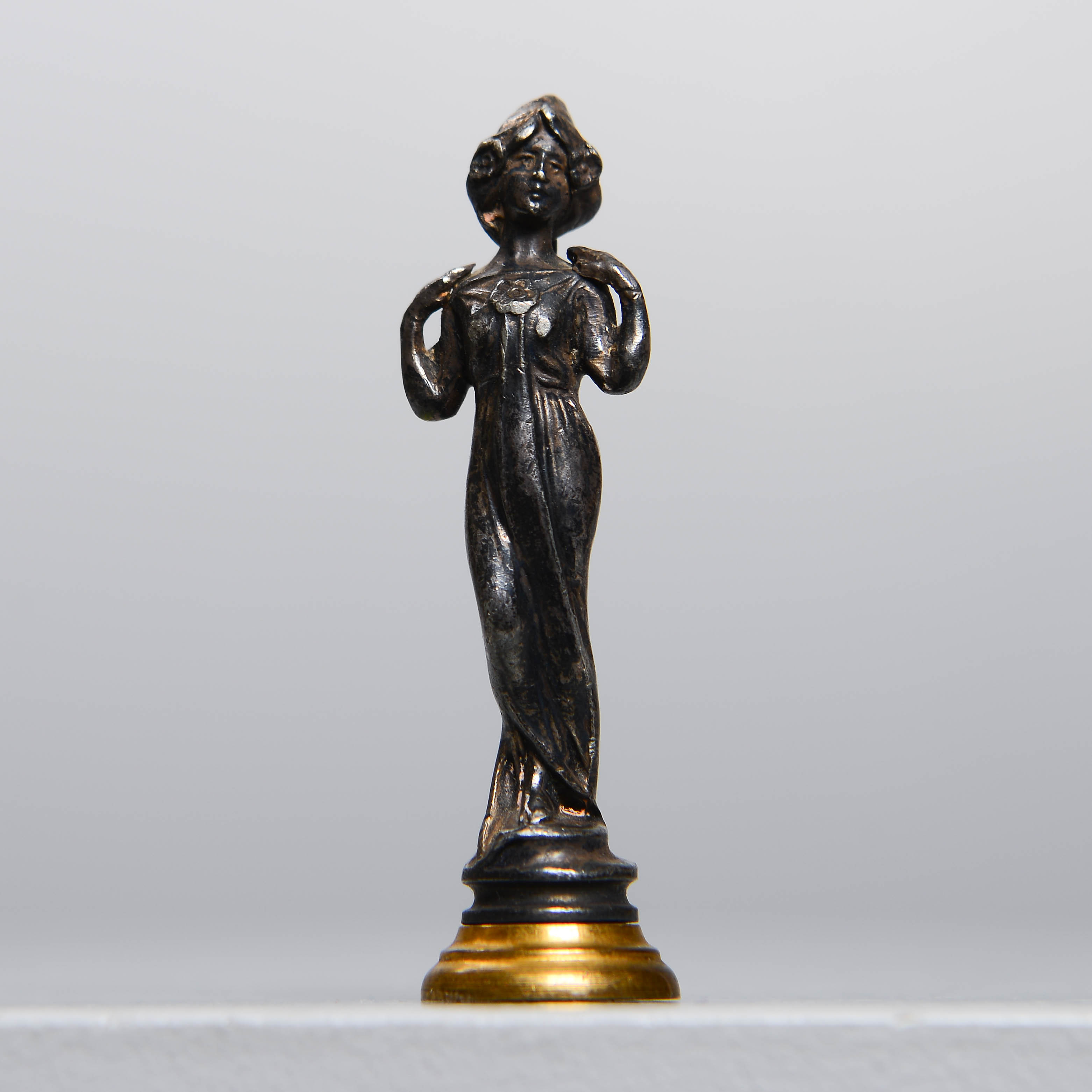 SIGILLSTÄMPEL, art nouveau, patinerad metall, 1900-talets tidigare del.