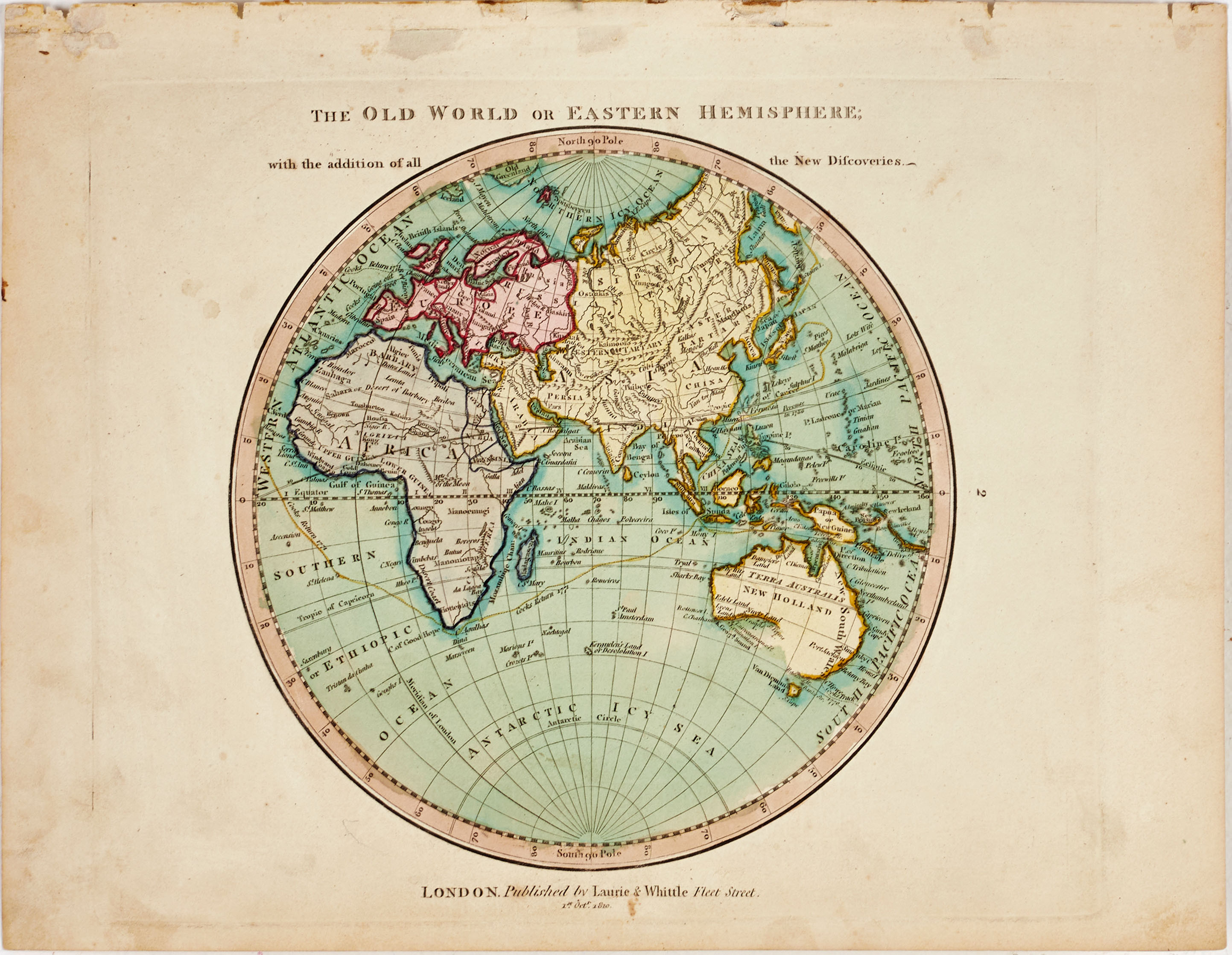 LAURIE/WHITTLE, (4), North Pole; South Pole; Eastern Hemisphere; Western Hempisphere, 1810.