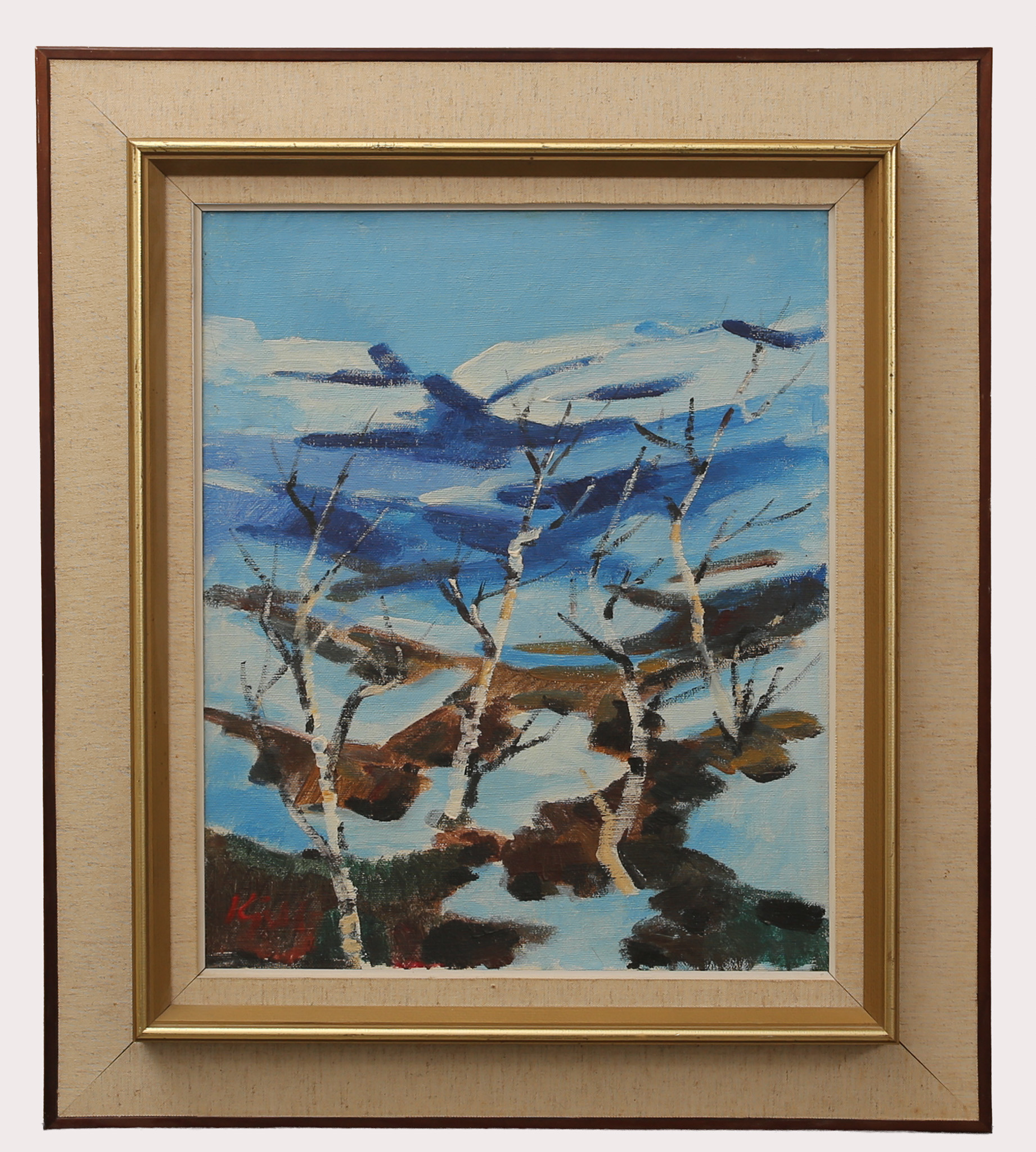 KJELL LEANDER ENGSTRÖM. Olja på pannå, fjällandskap, signerad.