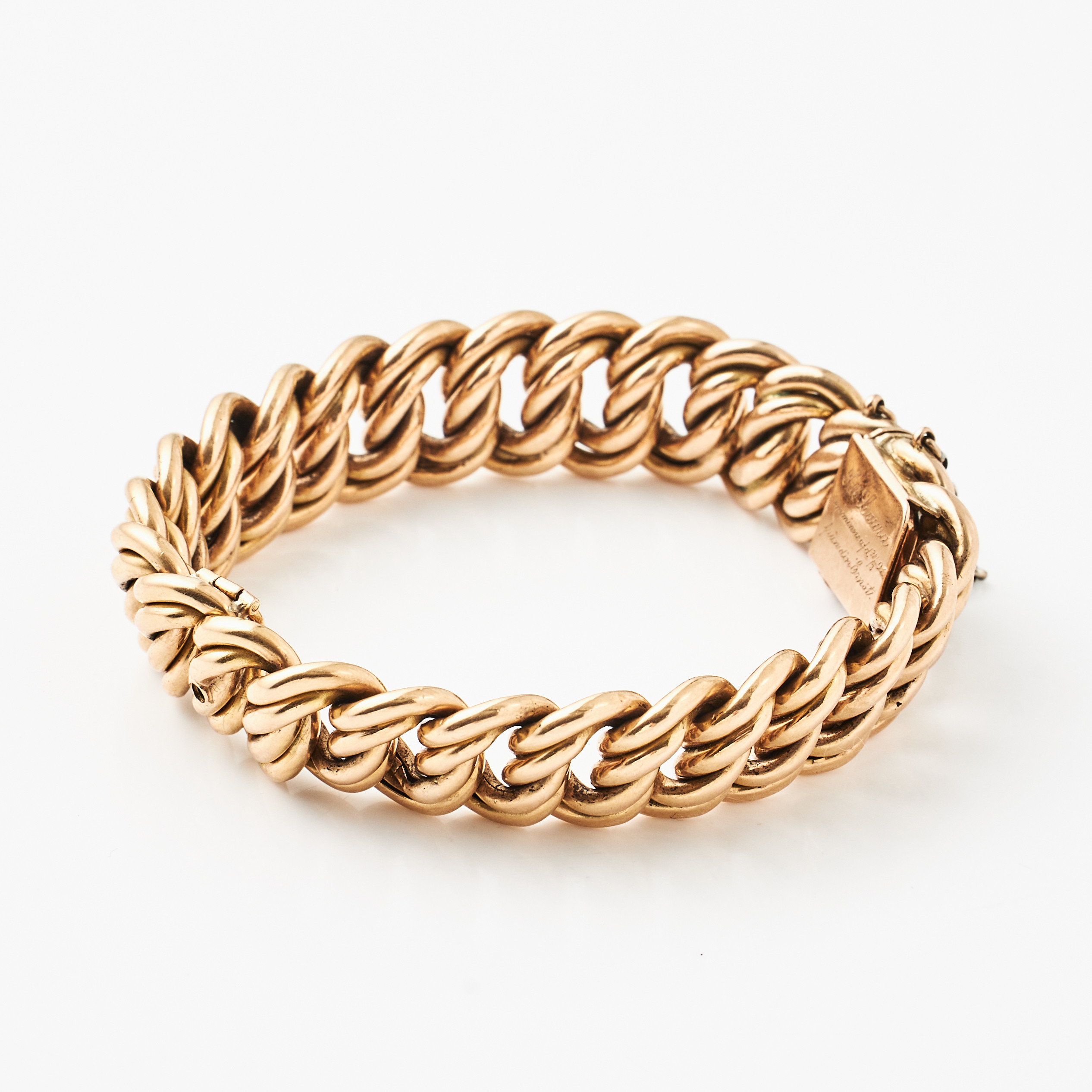 ARMBAND, 18 k guld, variant av pansarlänk, Carl Gustaf Hallberg, Stockholm 1891.