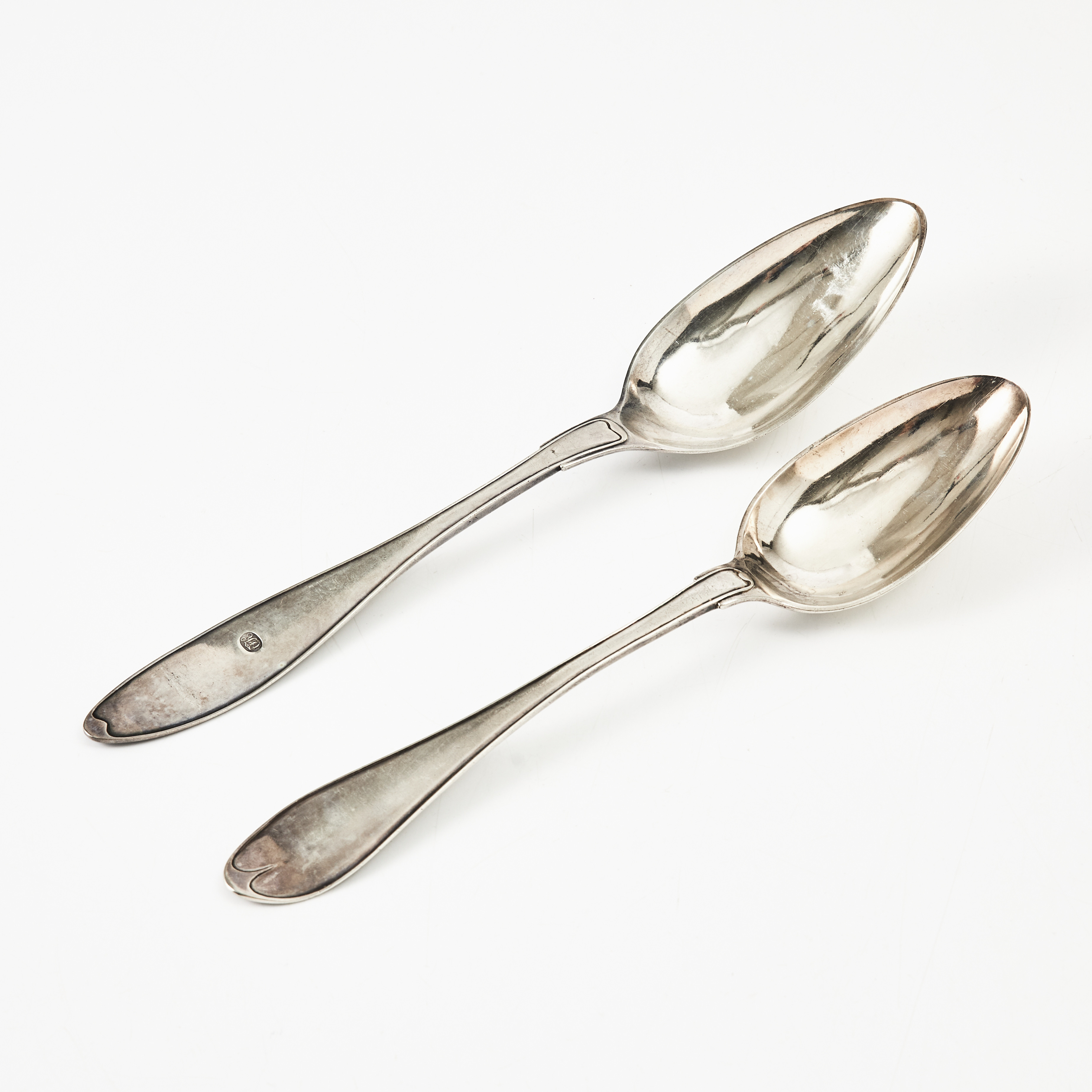 RAGUSKEDAR, 2 st., silver, modell svensk spetsig, Jonas Elg (verksam 1772-1817-), Västerås 1803 resp. Gustaf Georg Rehnberg (verksam 1797-1823/26), Lund 1812.