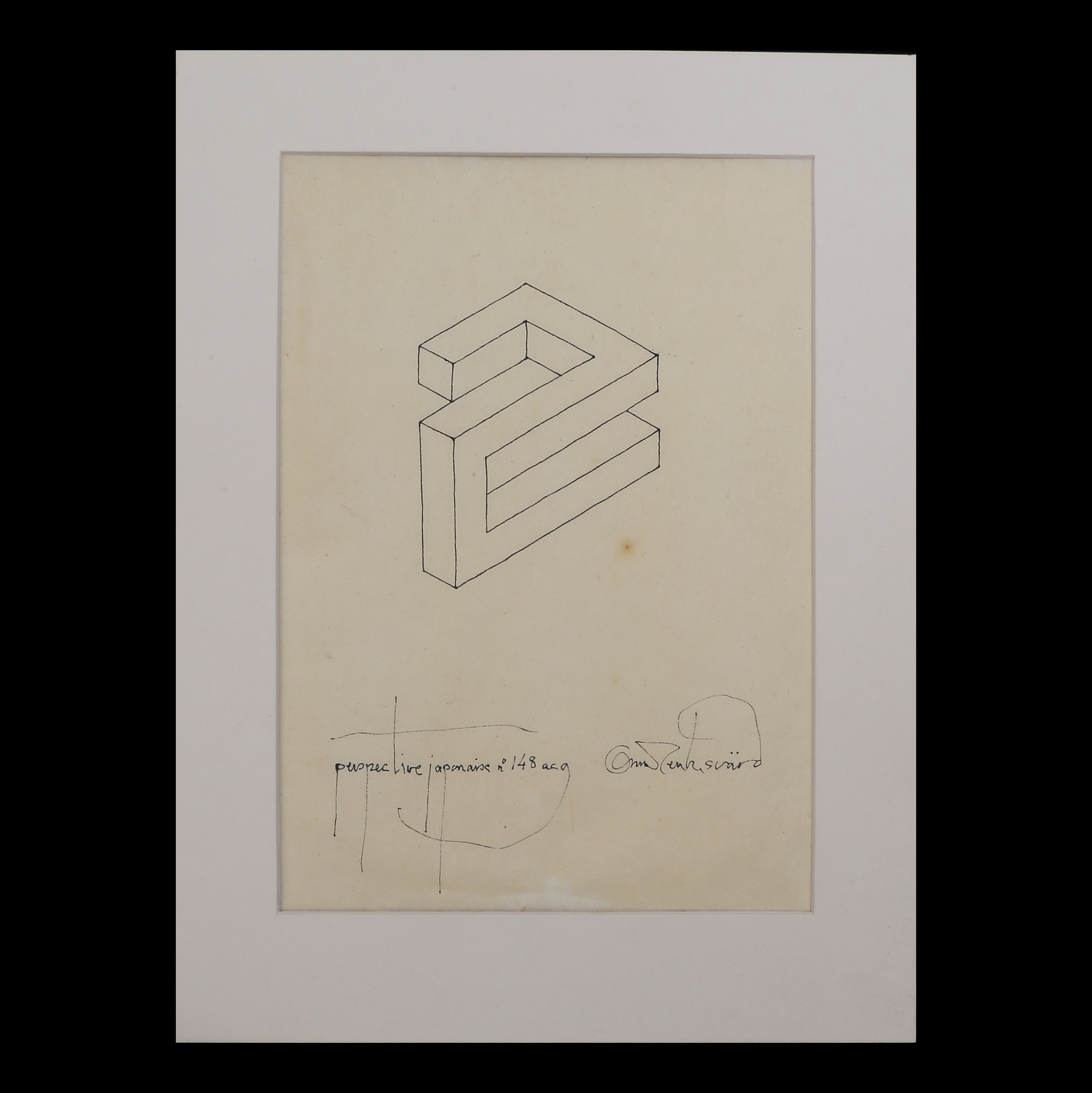 OSCAR REUTERSVÄRD. "PERSPECTIVE JAPONAISE" No 148, BLÄCK PÅ PAPPER.