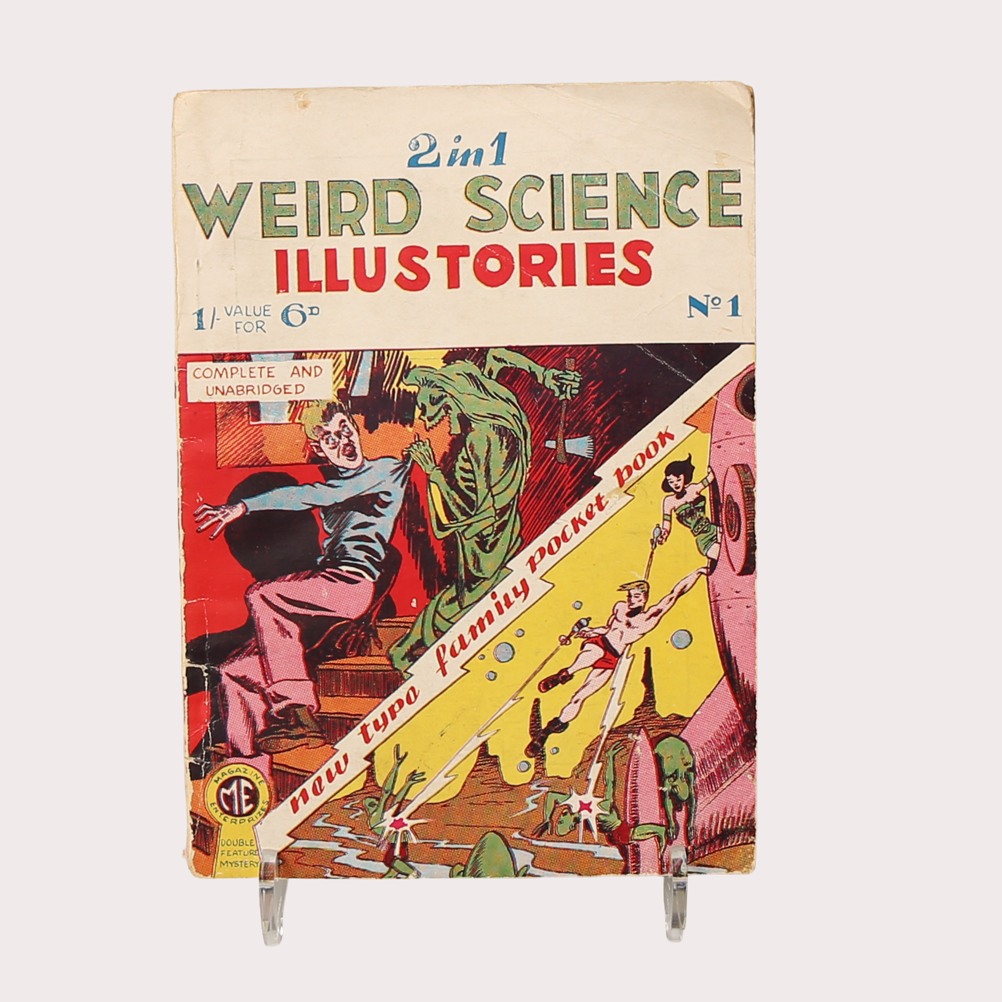 WEIRD SCIENCE, 2in1, illustories, No:1. Philip K Dick. Magazine Enterprices. år 1953.