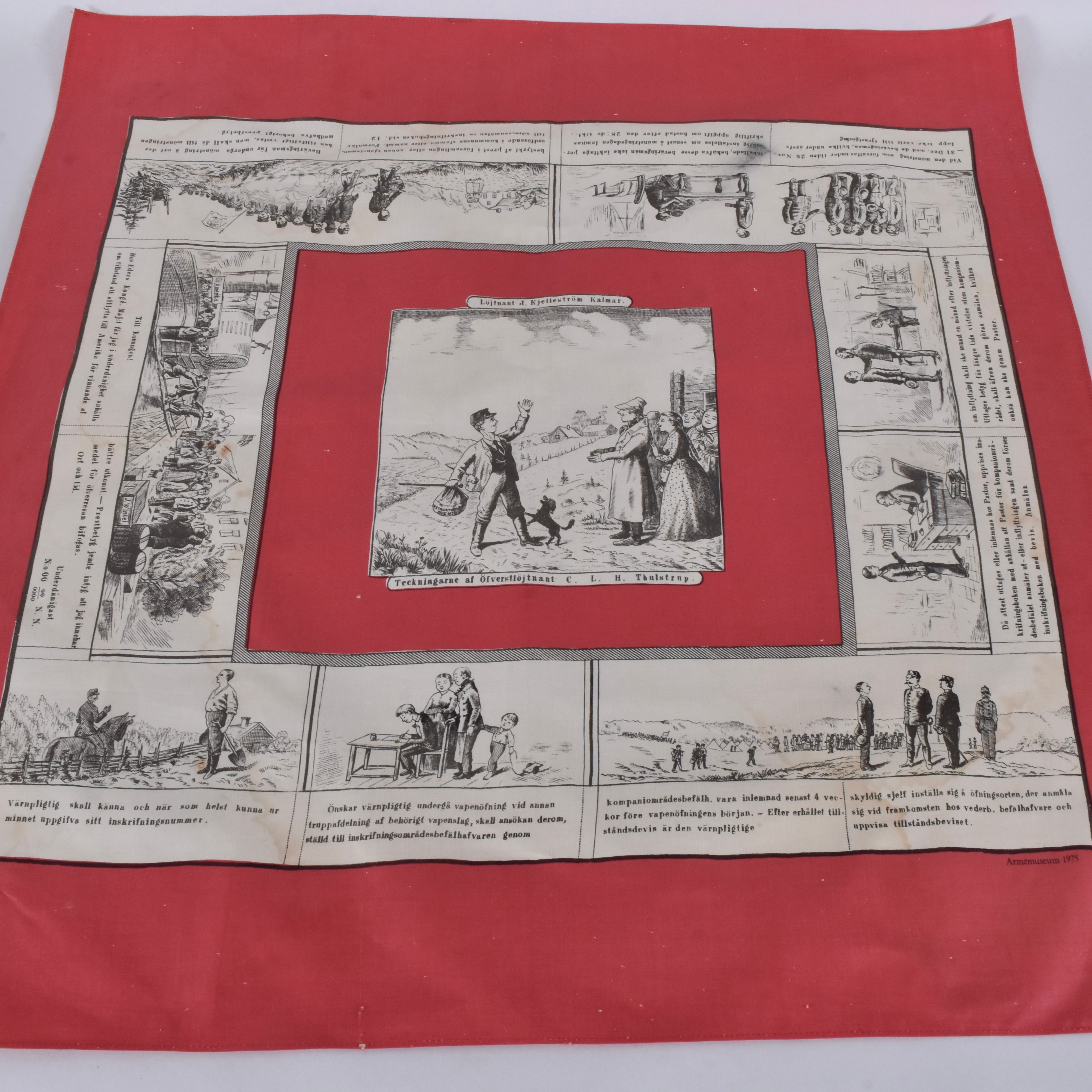 JON KJELLESTRÖM. Soldatinstruktion på näsduk.